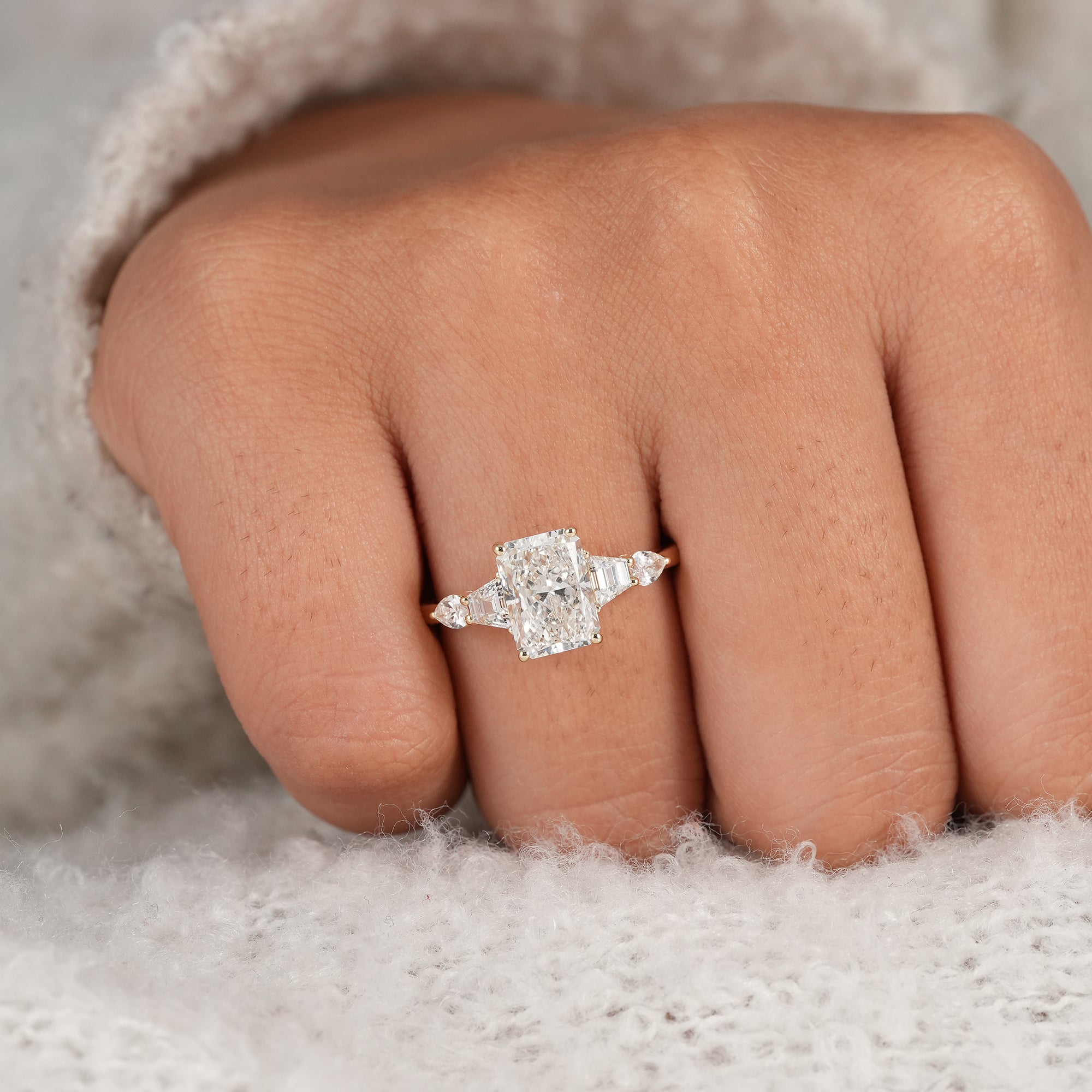 Five Stone Radiant Cut Lab Grown Diamond Engagement Ring