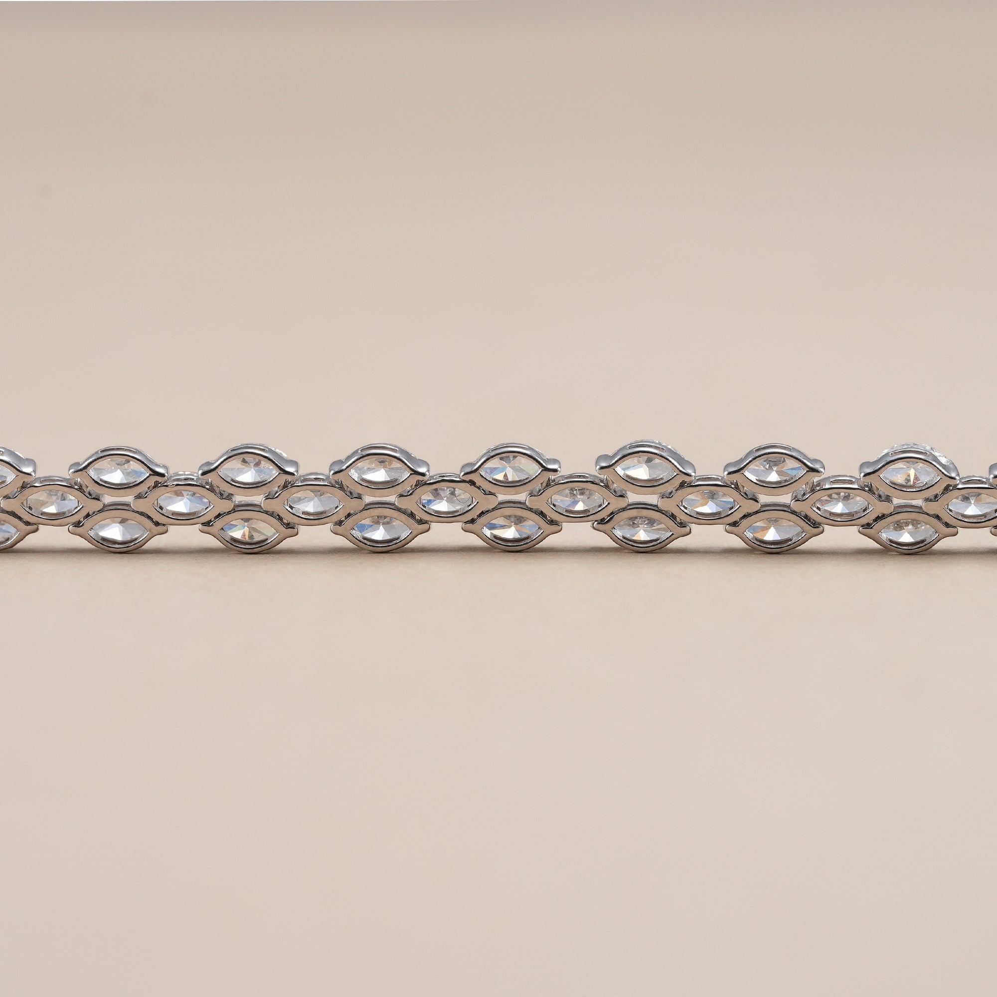 Three Row Marquise Cut Lab Grown Diamond Tennis Bracelet