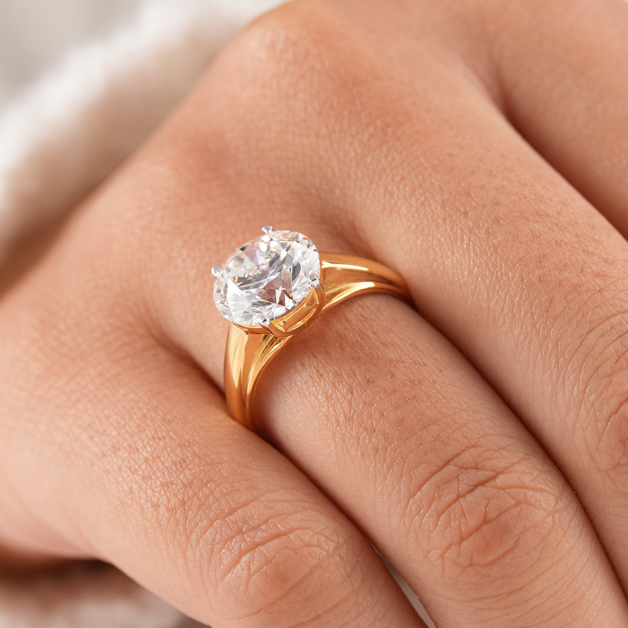 3.70 CT Round Lab Grown Diamond Solitaire Engagement Ring, IGI Certified
