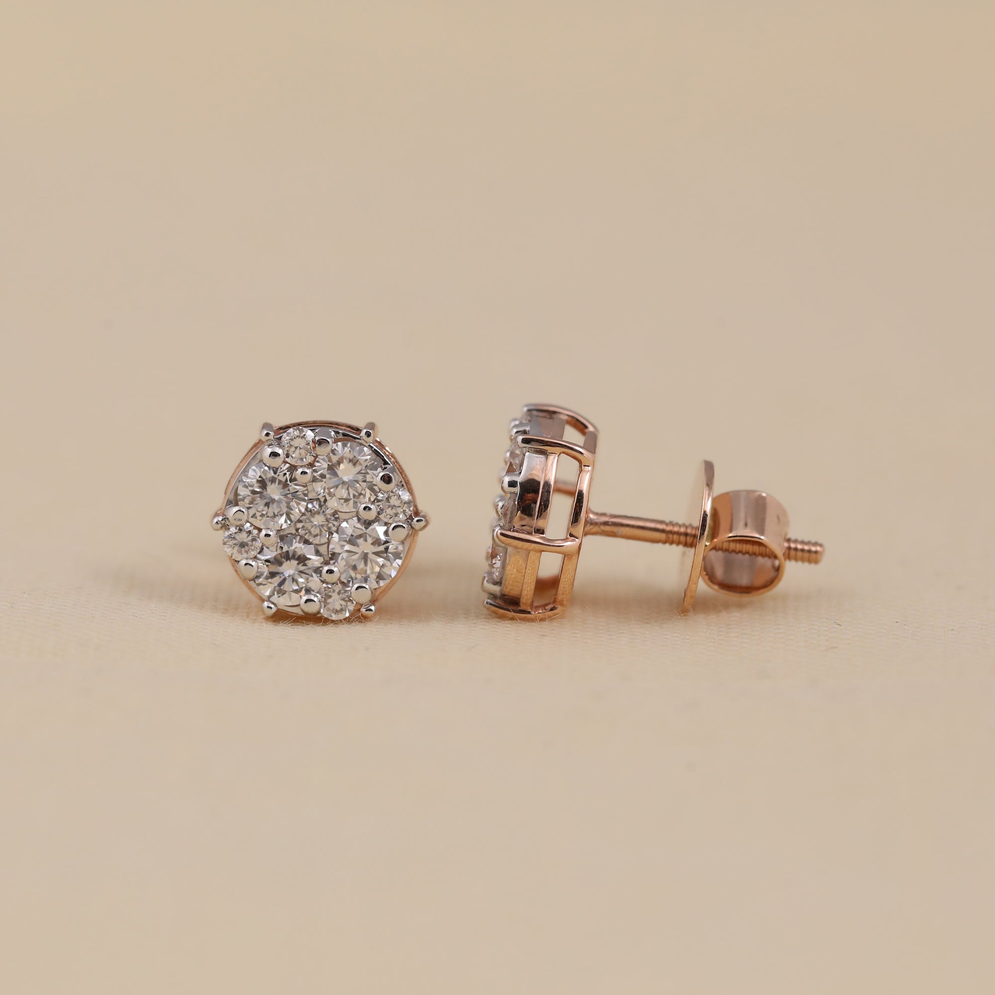 Classic cluster lab-grown diamond studs designed for special anniversary moments.