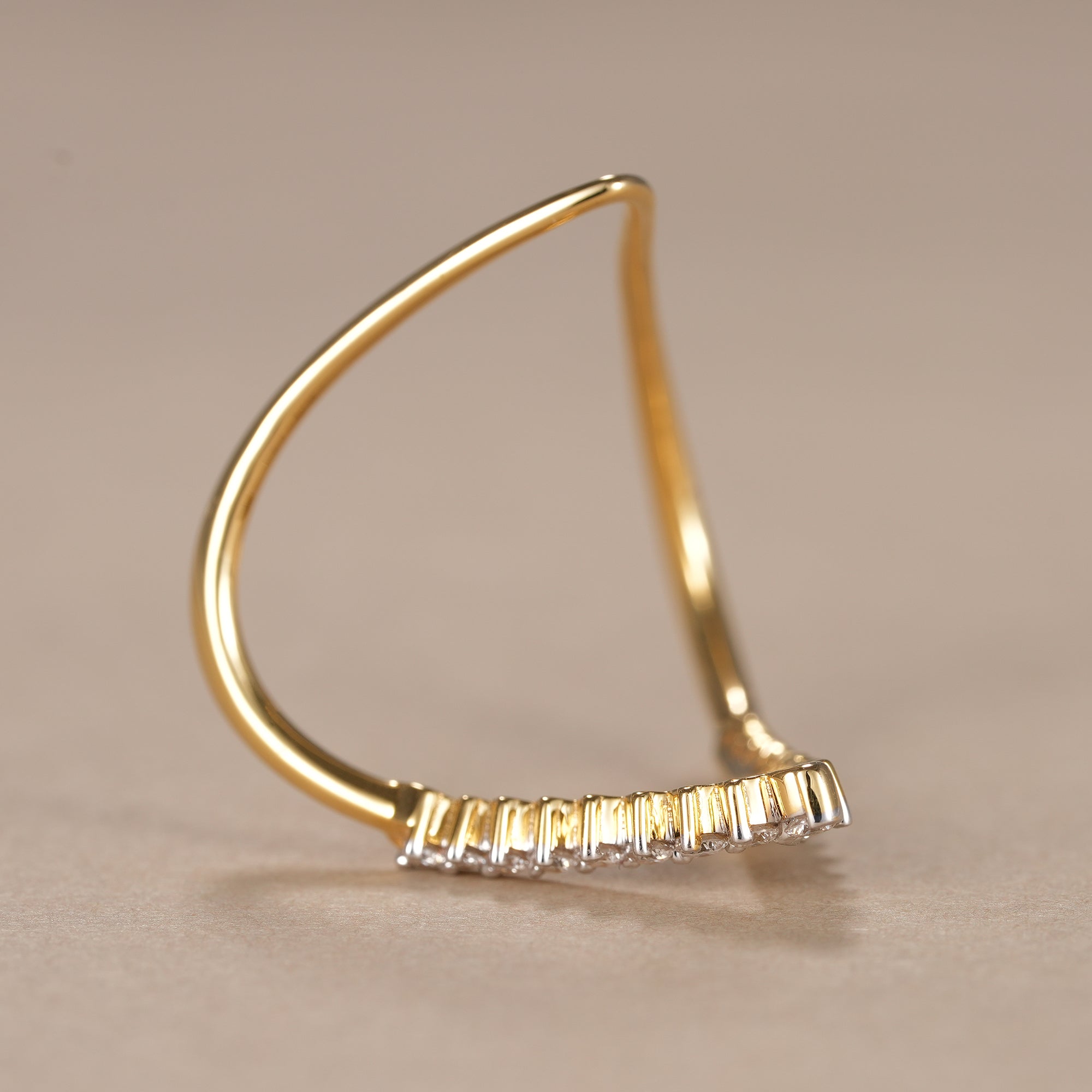 Round Cut Lab Grown Diamond Curved Wedding Band