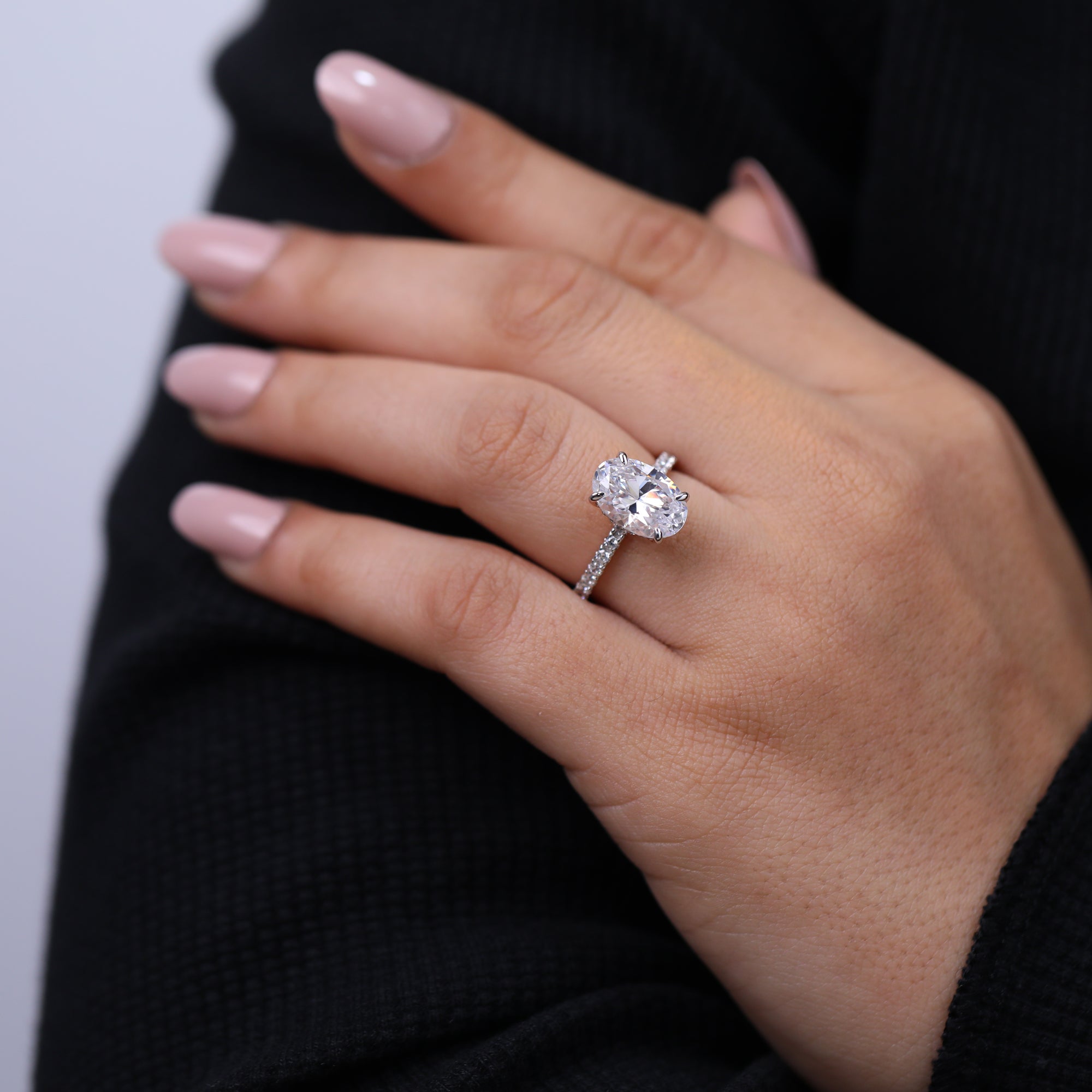 Timeless oval lab made diamond engagement ring design