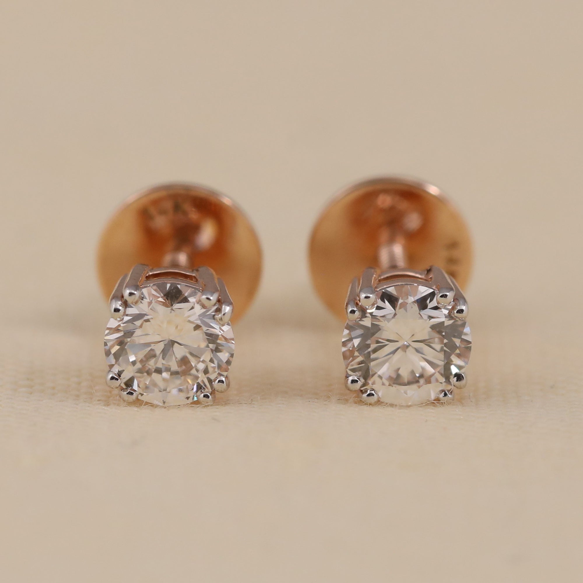 Round lab grown diamond stud earrings perfect for daily wear or gifting