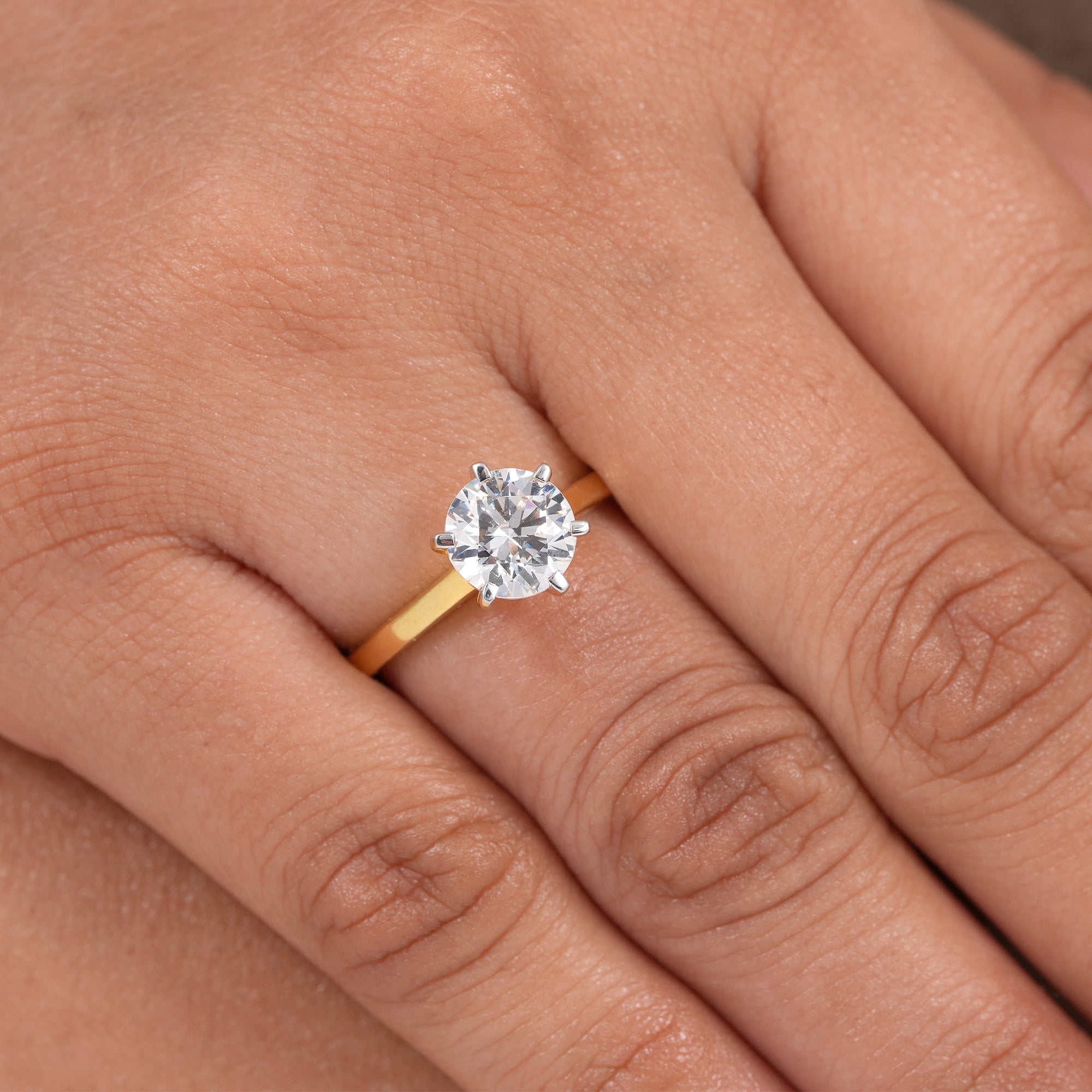 6 Prong Round Lab Grown Diamond Solitaire Engagement Ring