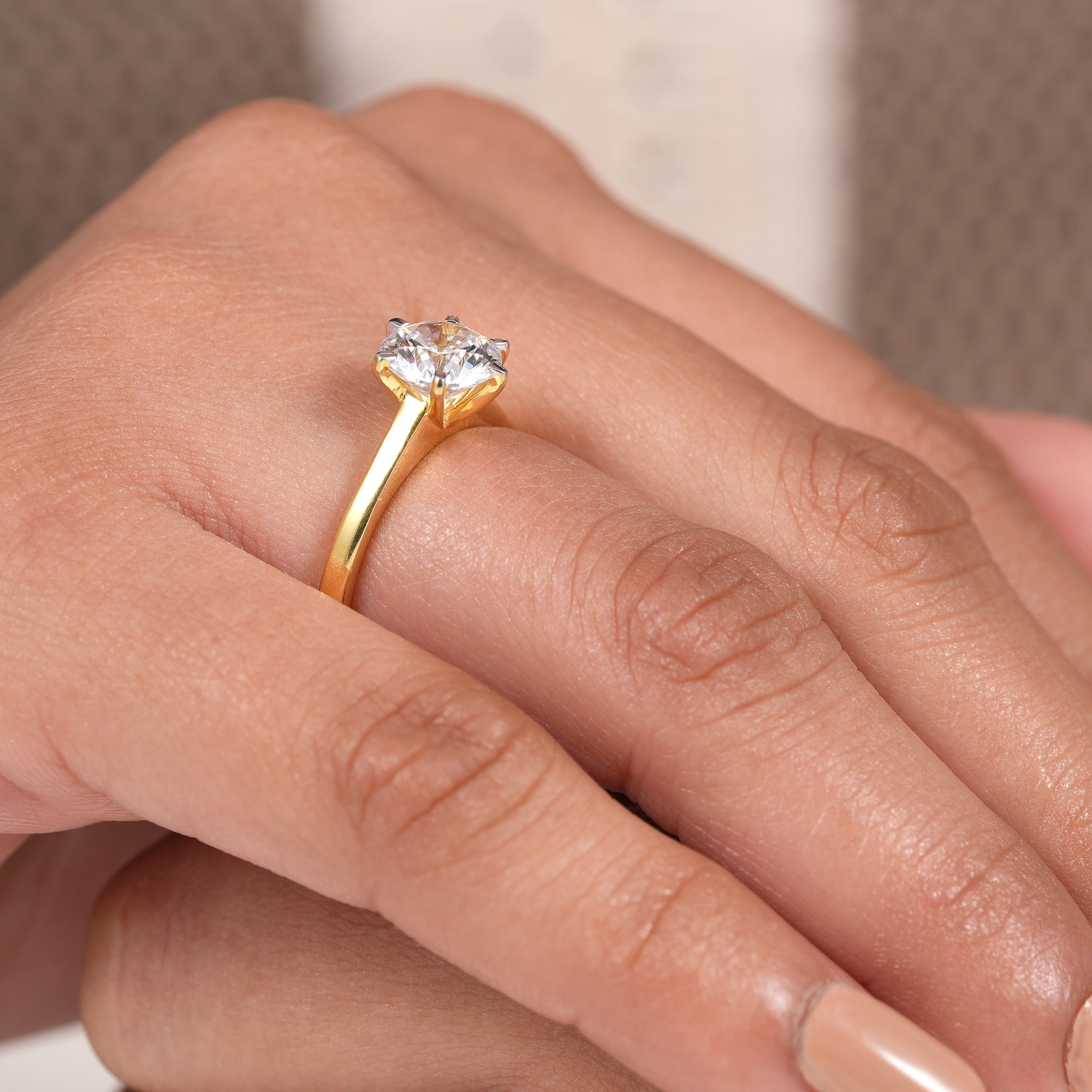 6 Prong Round Lab Grown Diamond Solitaire Engagement Ring