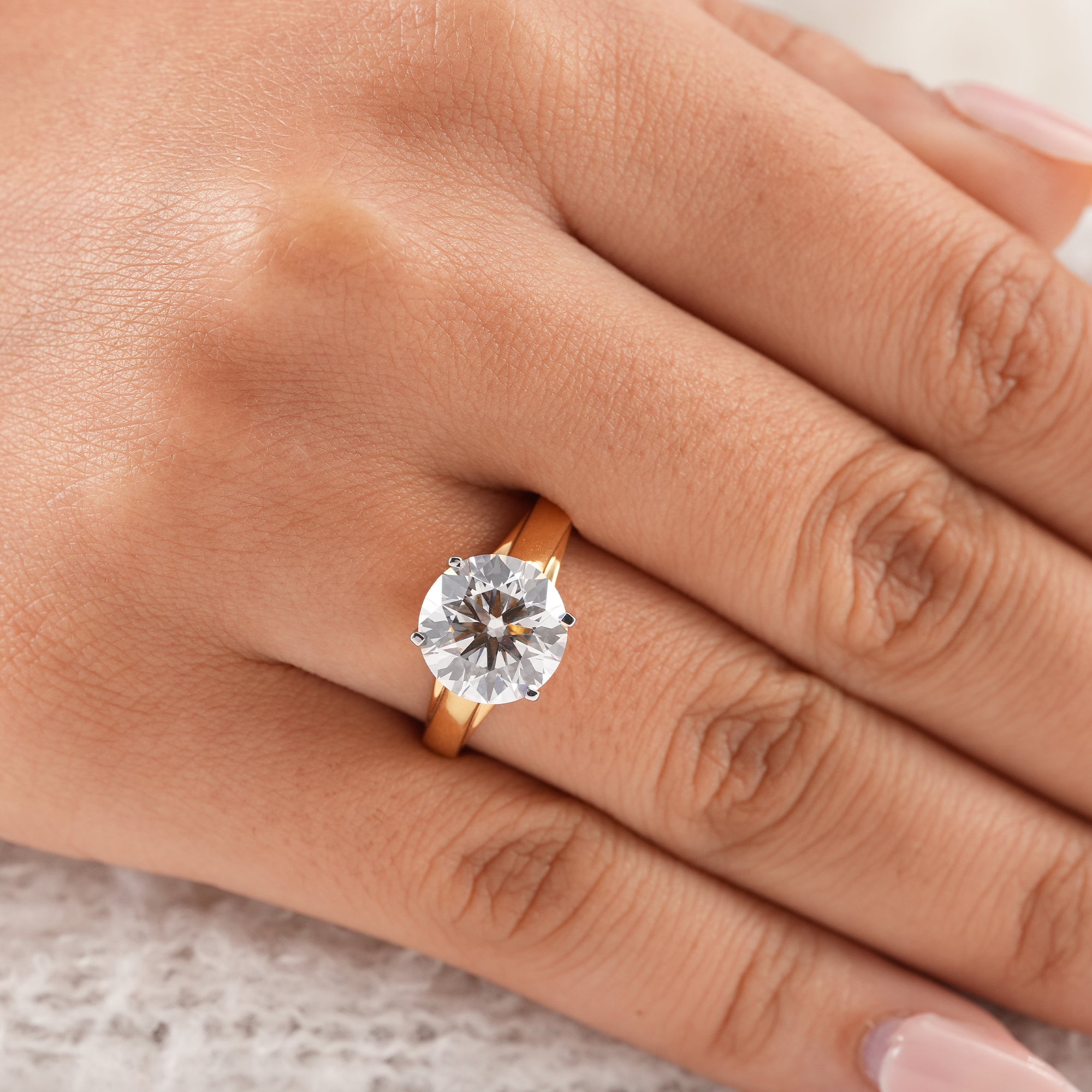 3.70 CT Round Lab Grown Diamond Solitaire Engagement Ring, IGI Certified