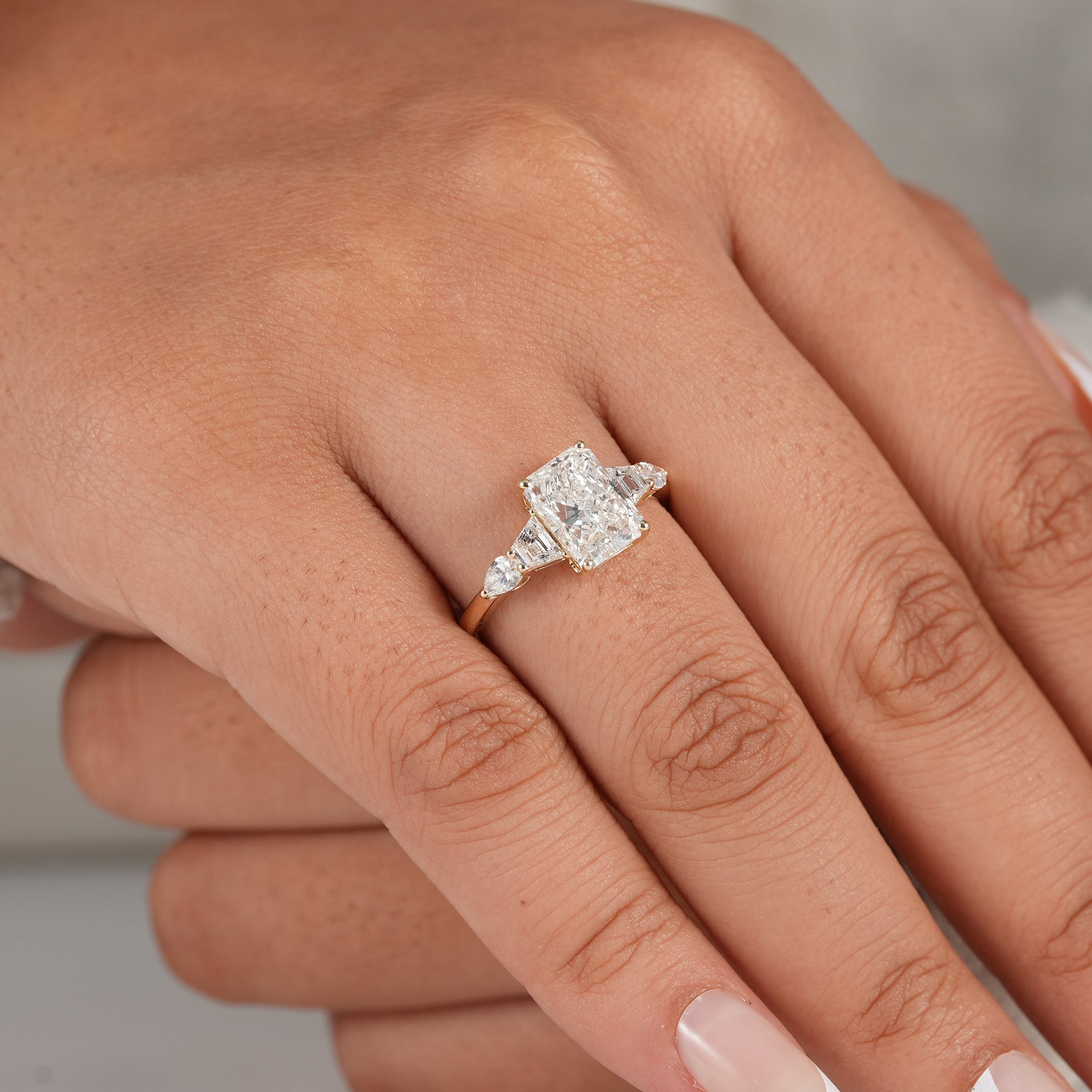 Five Stone Radiant Cut Lab Grown Diamond Engagement Ring