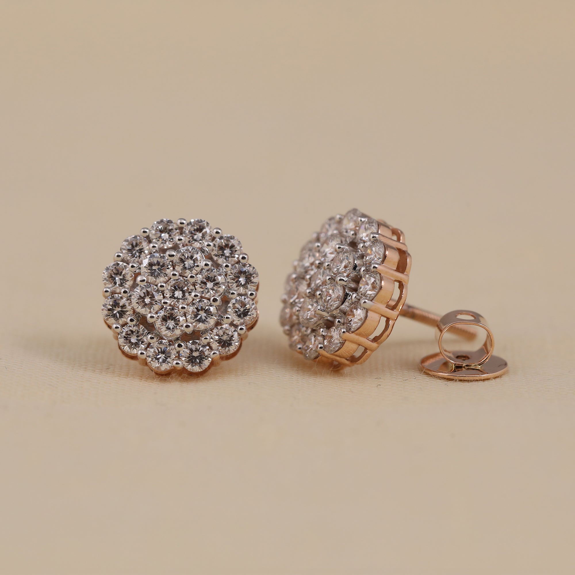 Stylish cluster lab-grown diamond studs ideal for anniversary and birthday gift 