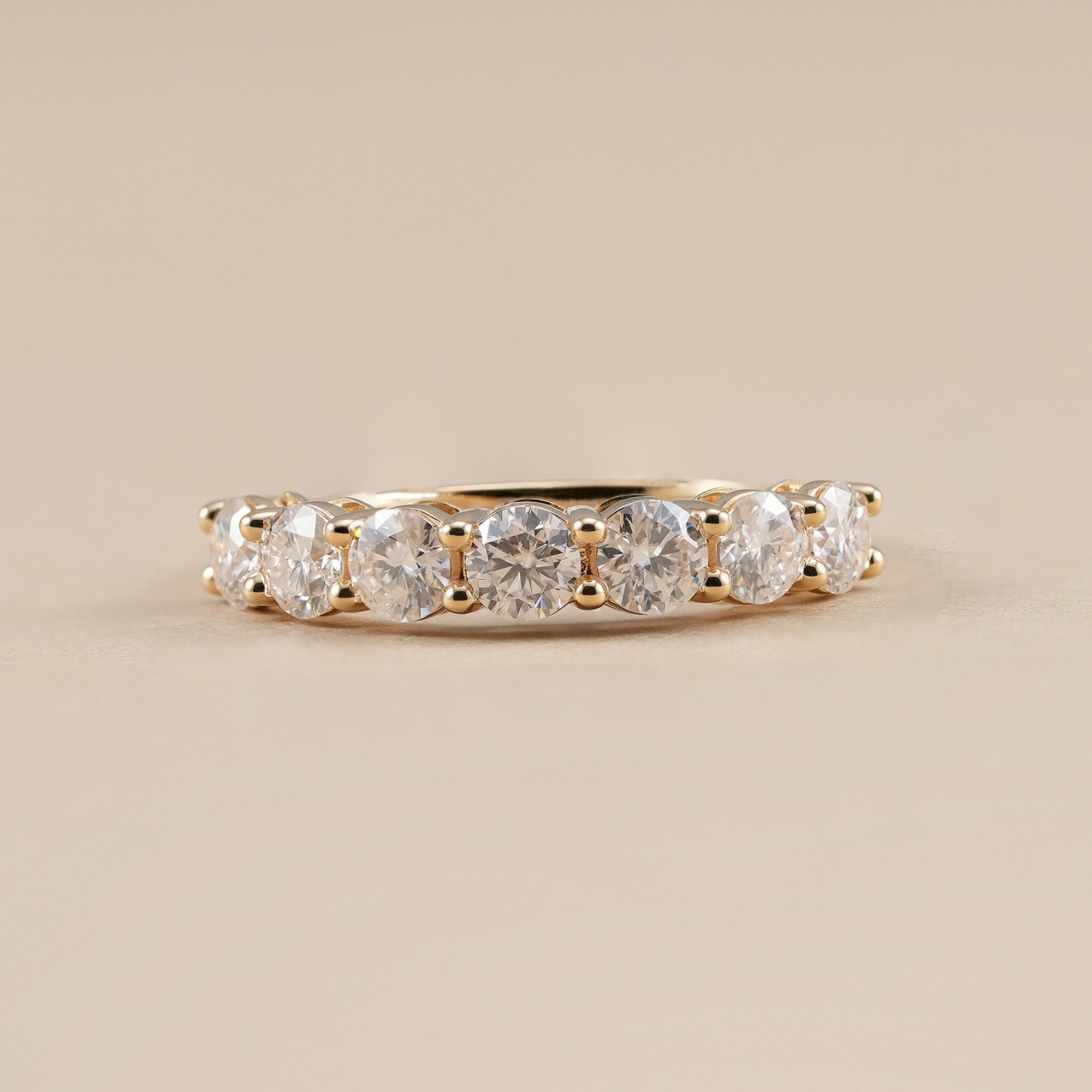 Seven stone lab grown diamond half eternity wedding band