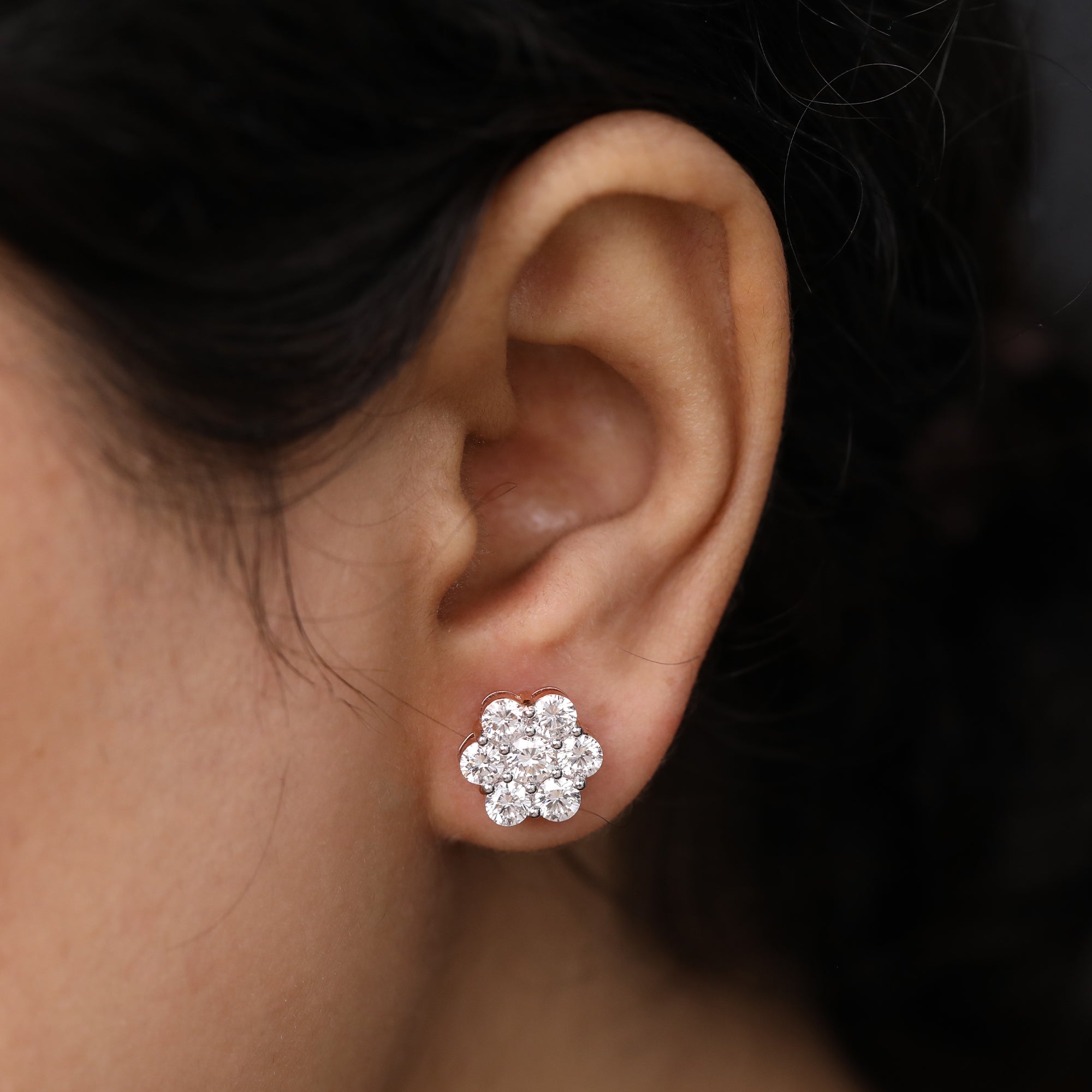 Dainty floral diamond studs perfect for bridal wear or special celebrations