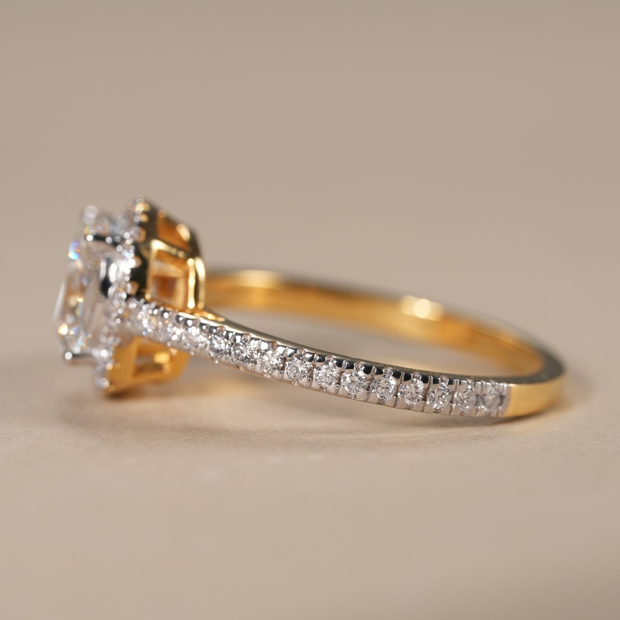 Cushion Cut Lab Grown Diamond Halo Engagement Ring