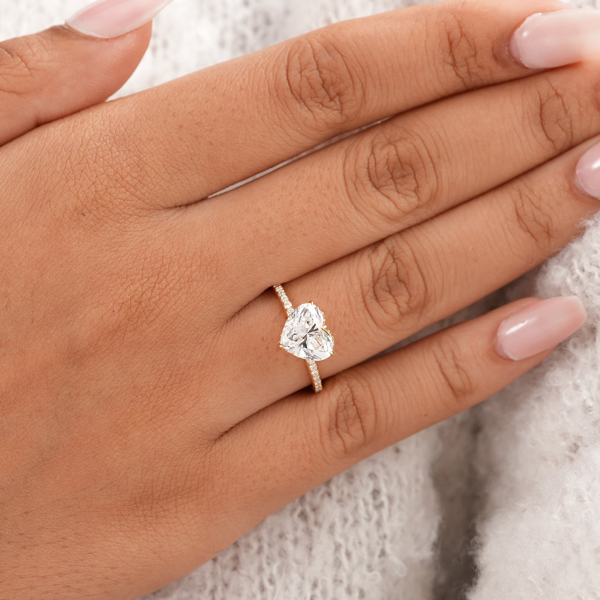 Heart halo engagement ring with brilliant lab grown diamond
