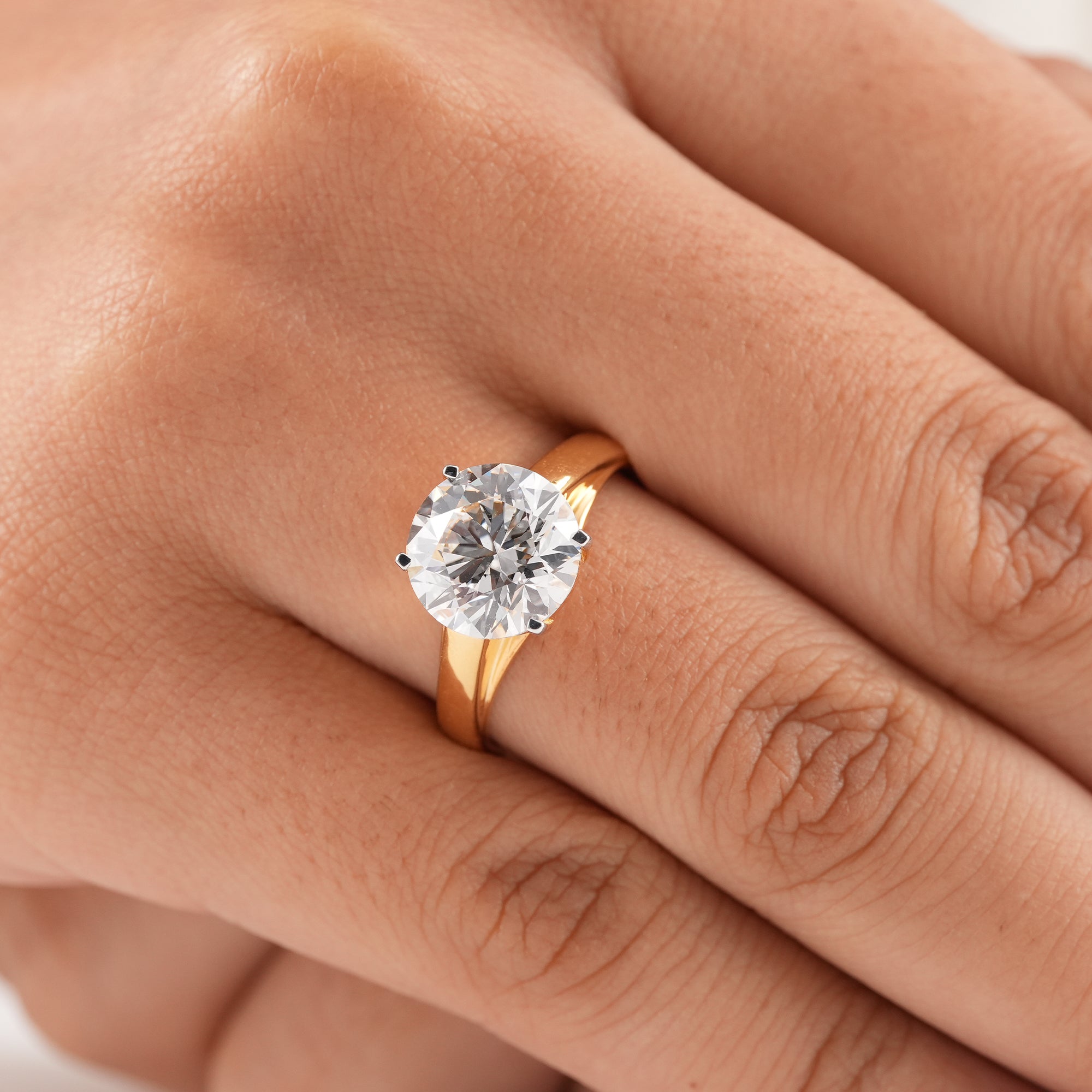 3.70 CT Round Lab Grown Diamond Solitaire Engagement Ring, IGI Certified