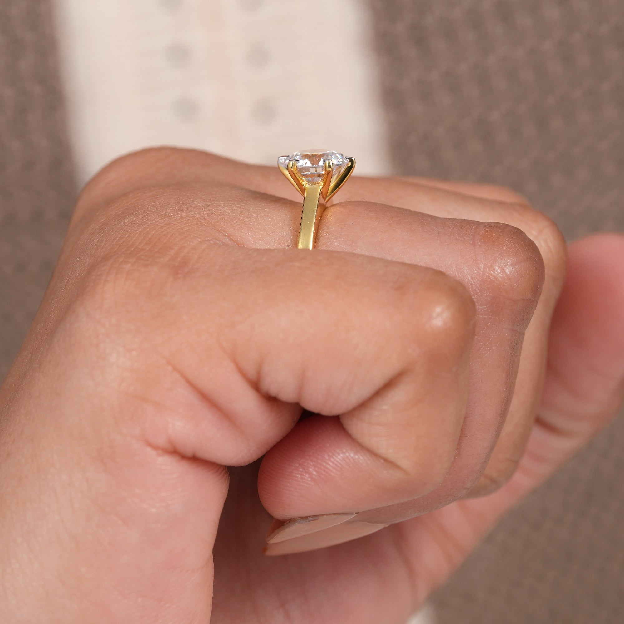 6 Prong Round Lab Grown Diamond Solitaire Engagement Ring