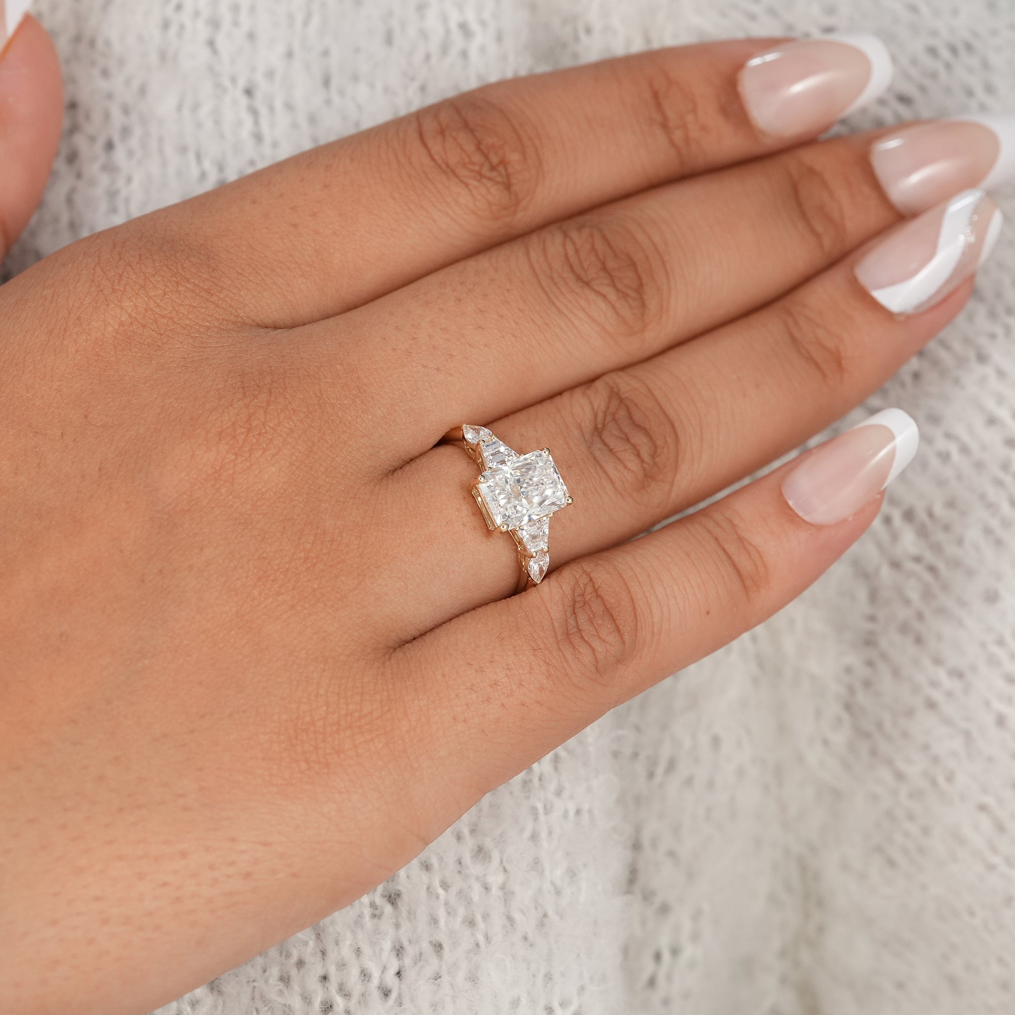 Five Stone Radiant Cut Lab Grown Diamond Engagement Ring