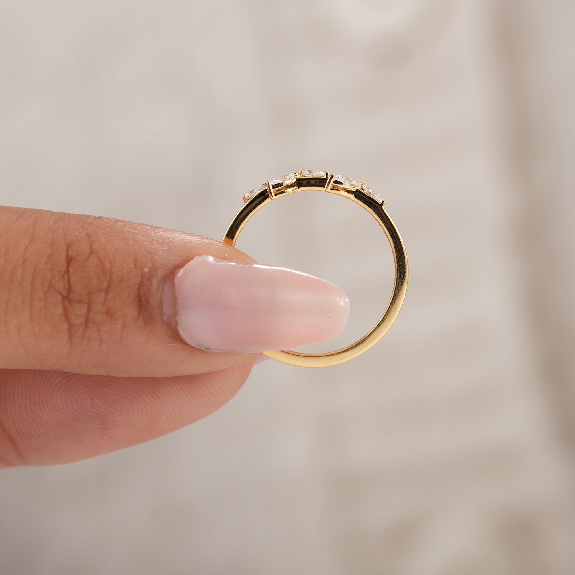 Minimalist marquise diamond anniversary band in gold