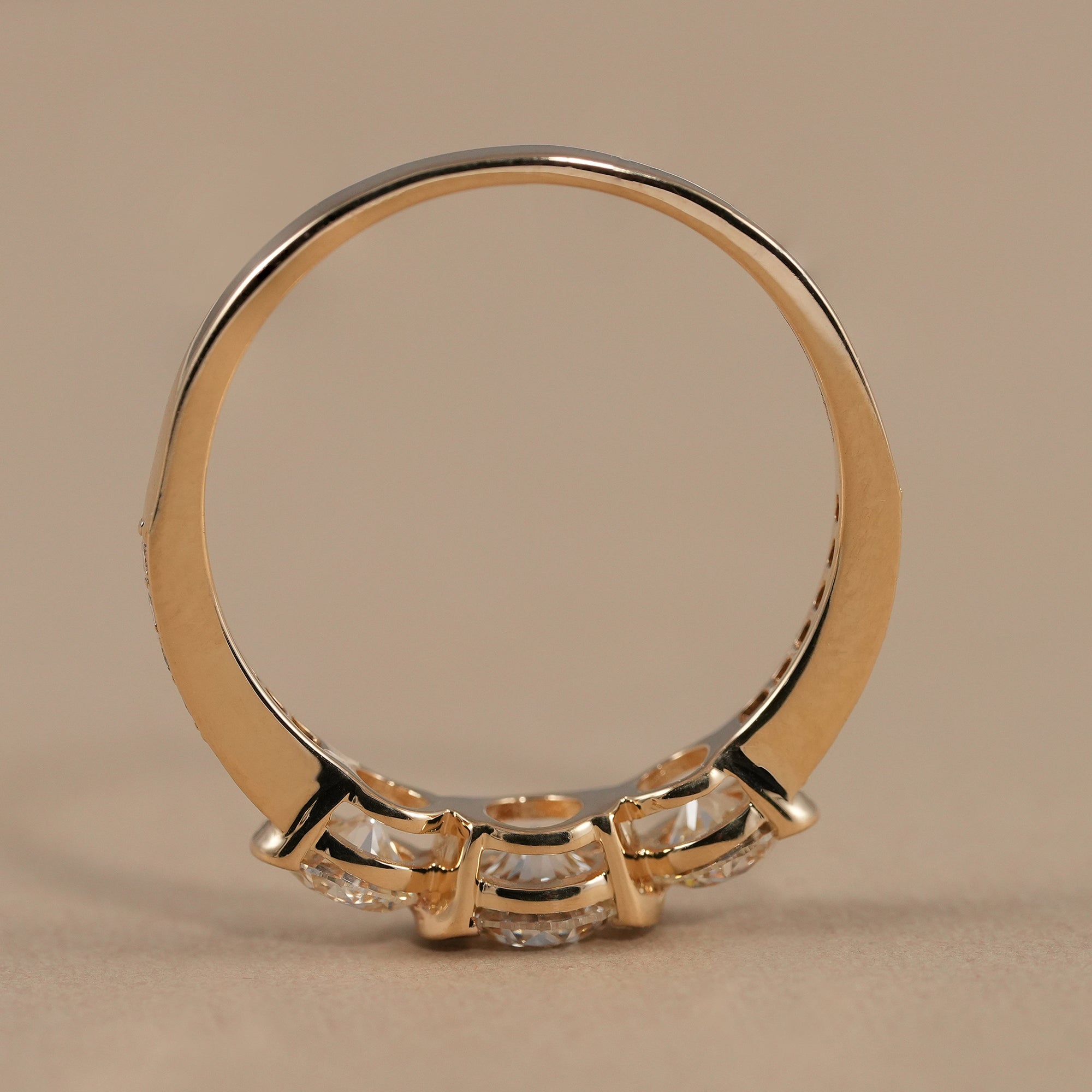 Sustainable round lab diamond engagement ring with pavé accents