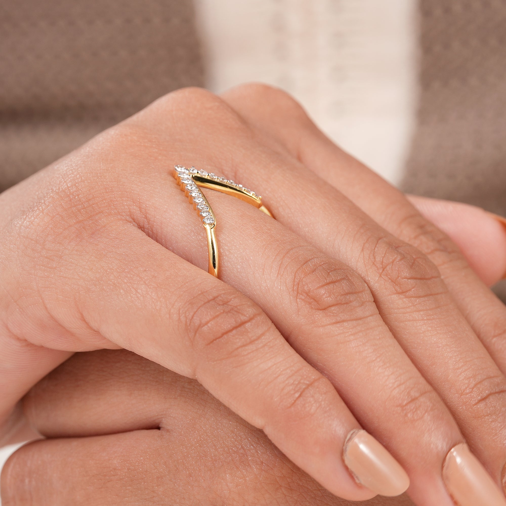 Round Cut Lab Grown Diamond Curved Wedding Band