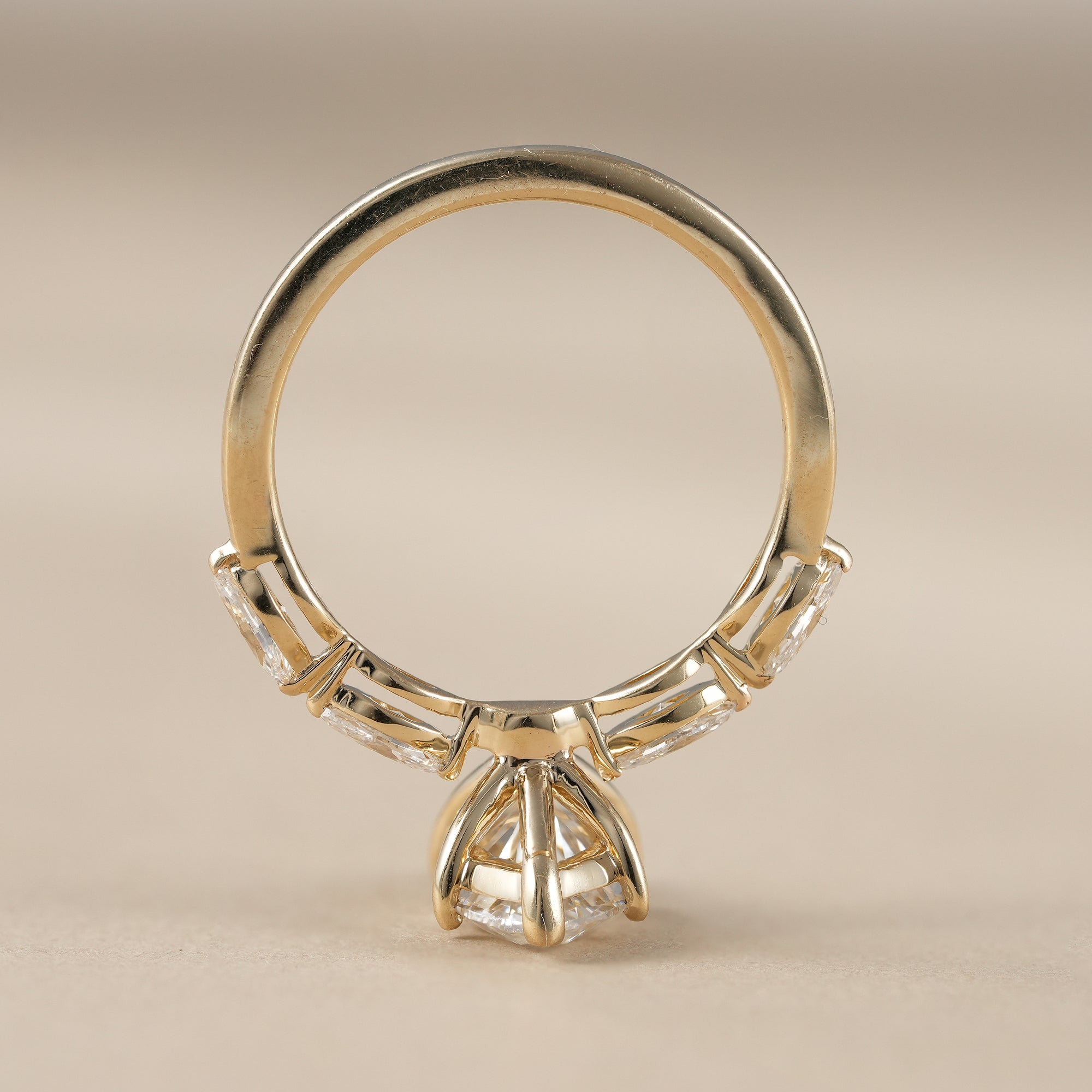 Marquise Cut Diamond Engagement Ring With Marquise Accents Band