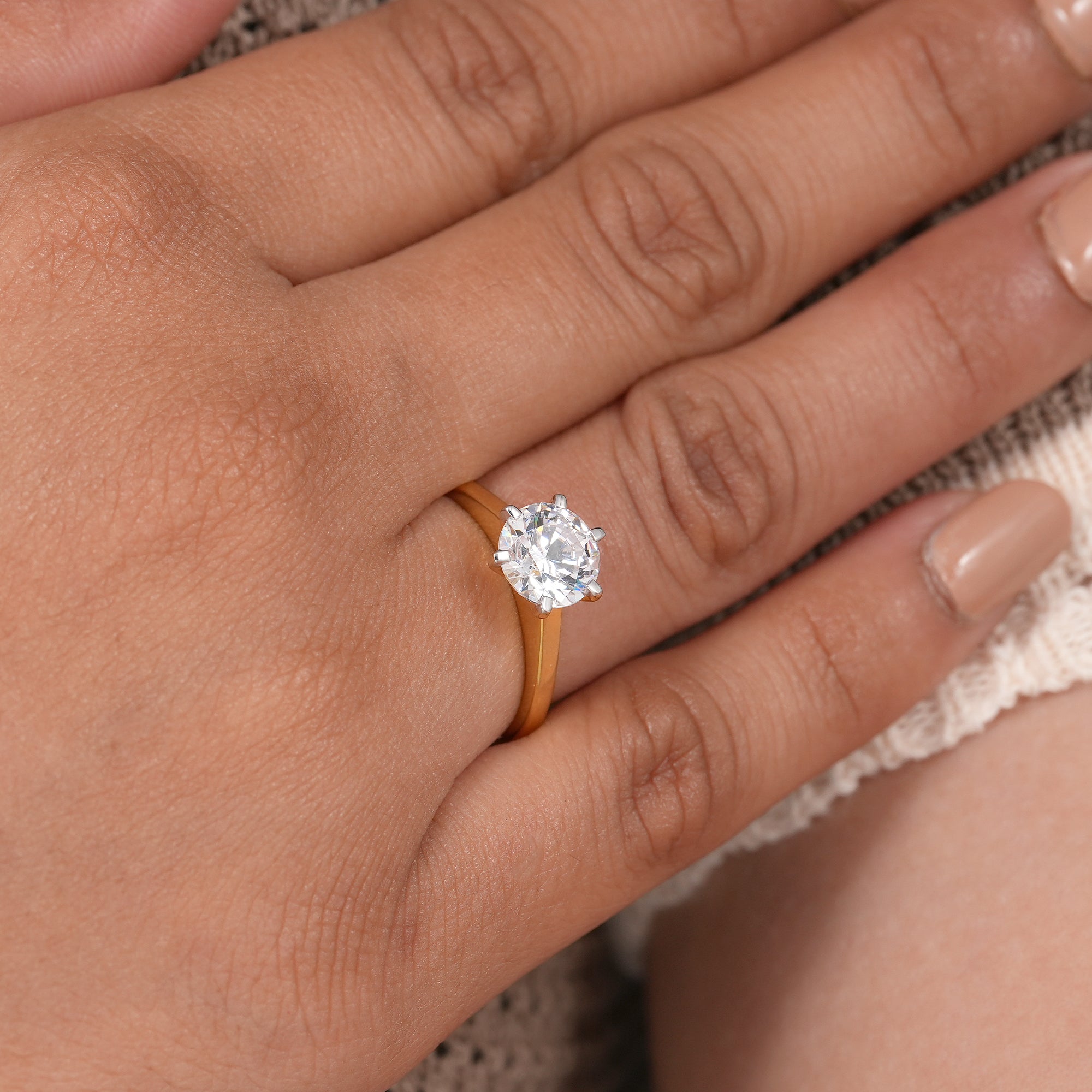 6 Prong Round Lab Grown Diamond Solitaire Engagement Ring