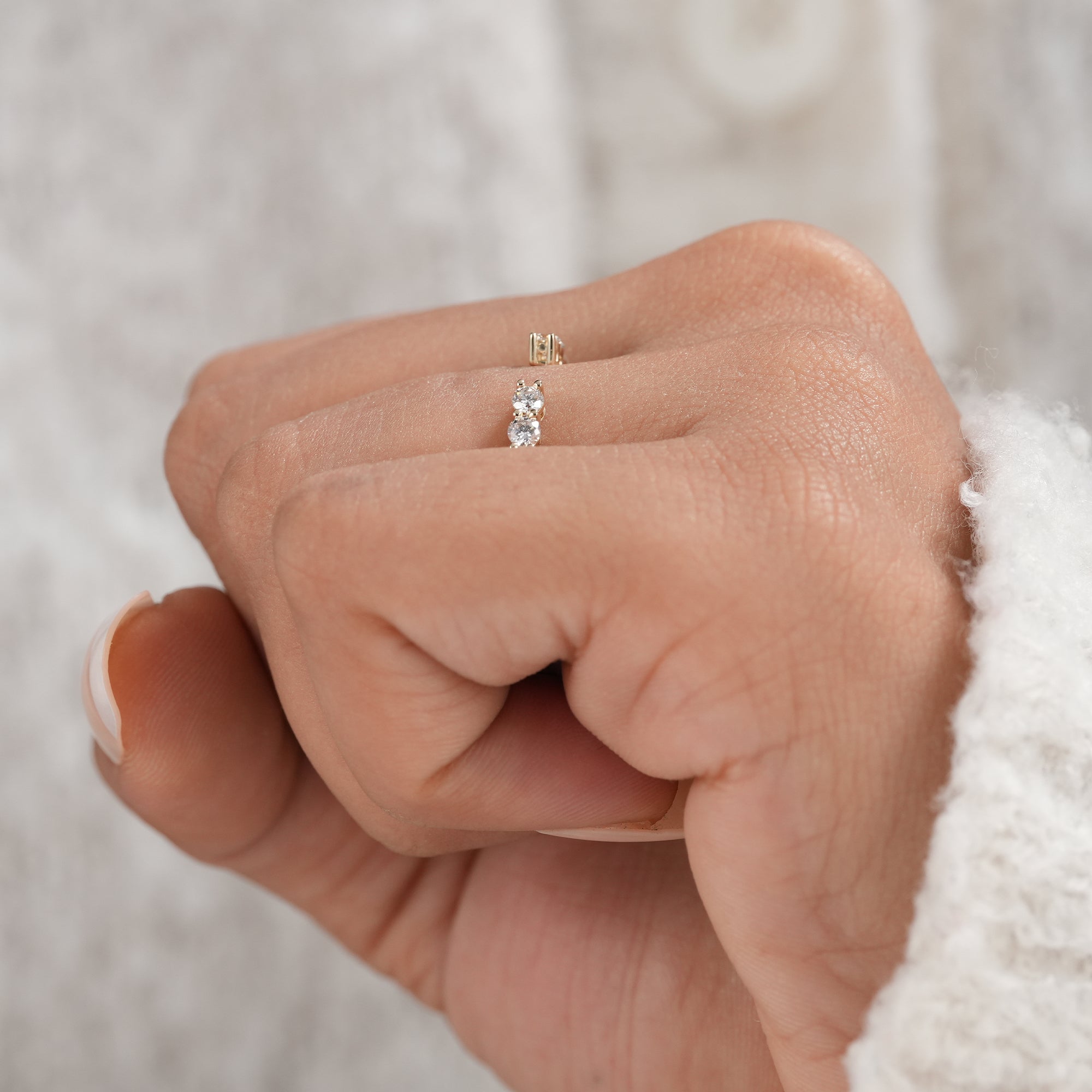 Two tone open diamond stacking band fine jewelry