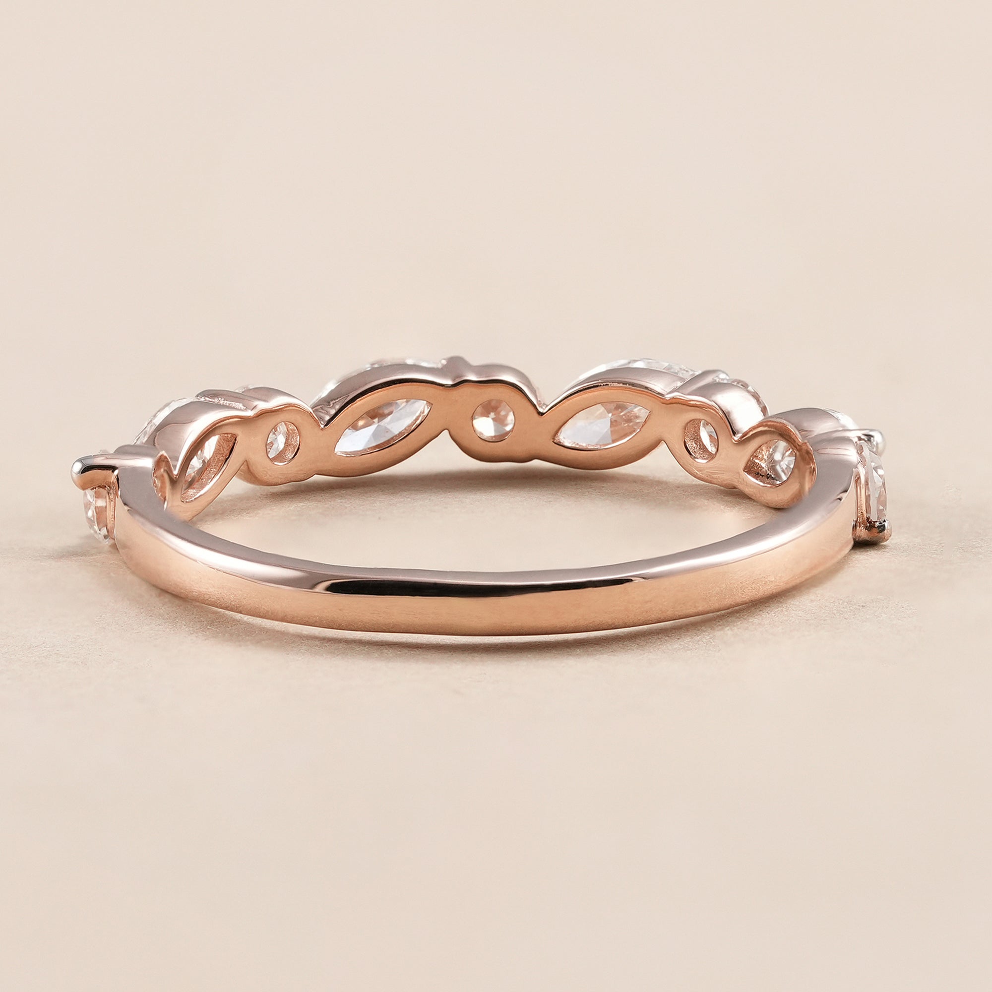 Elegant lab grown diamond wedding band in solid gold.