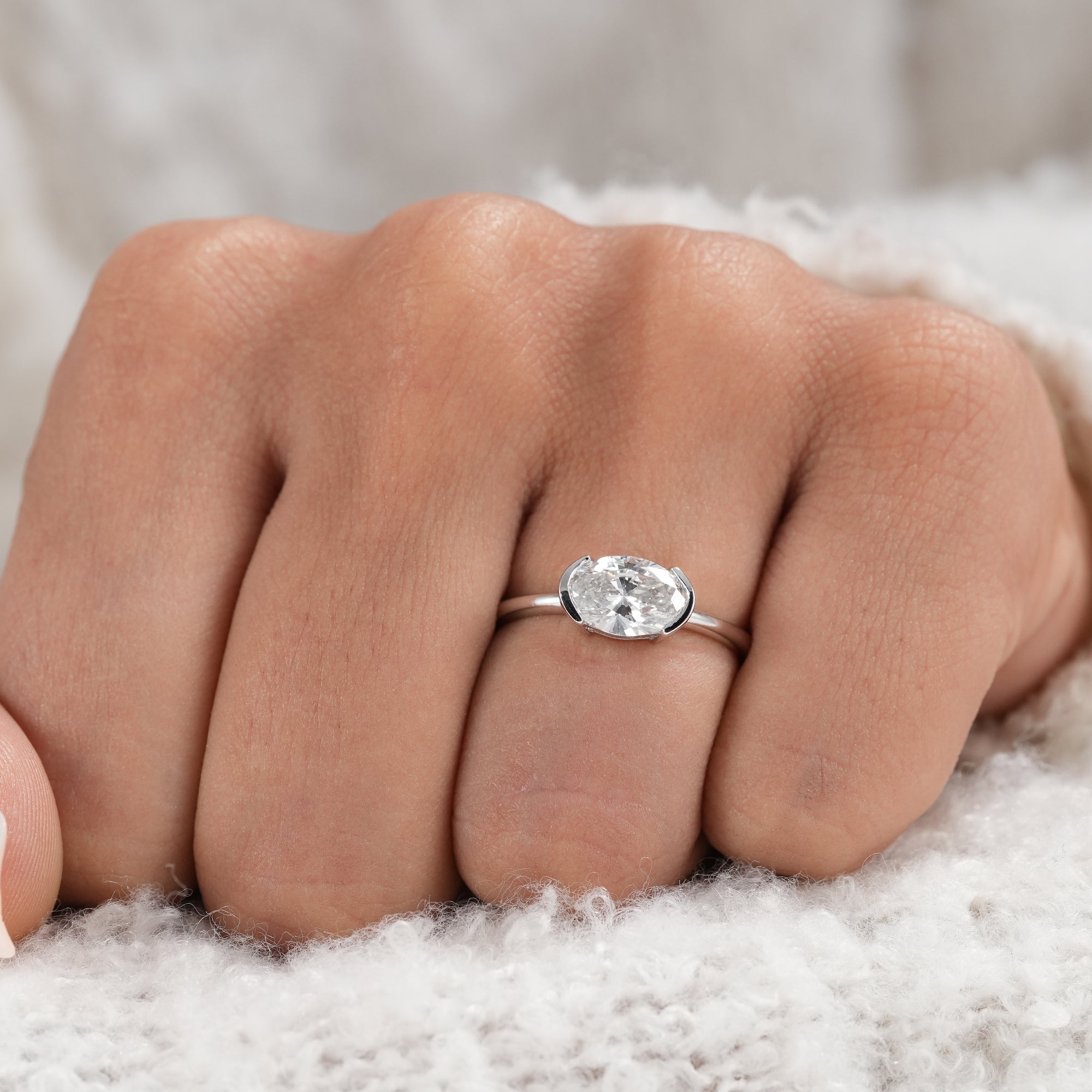 Lab grown oval diamond solitaire ring for women