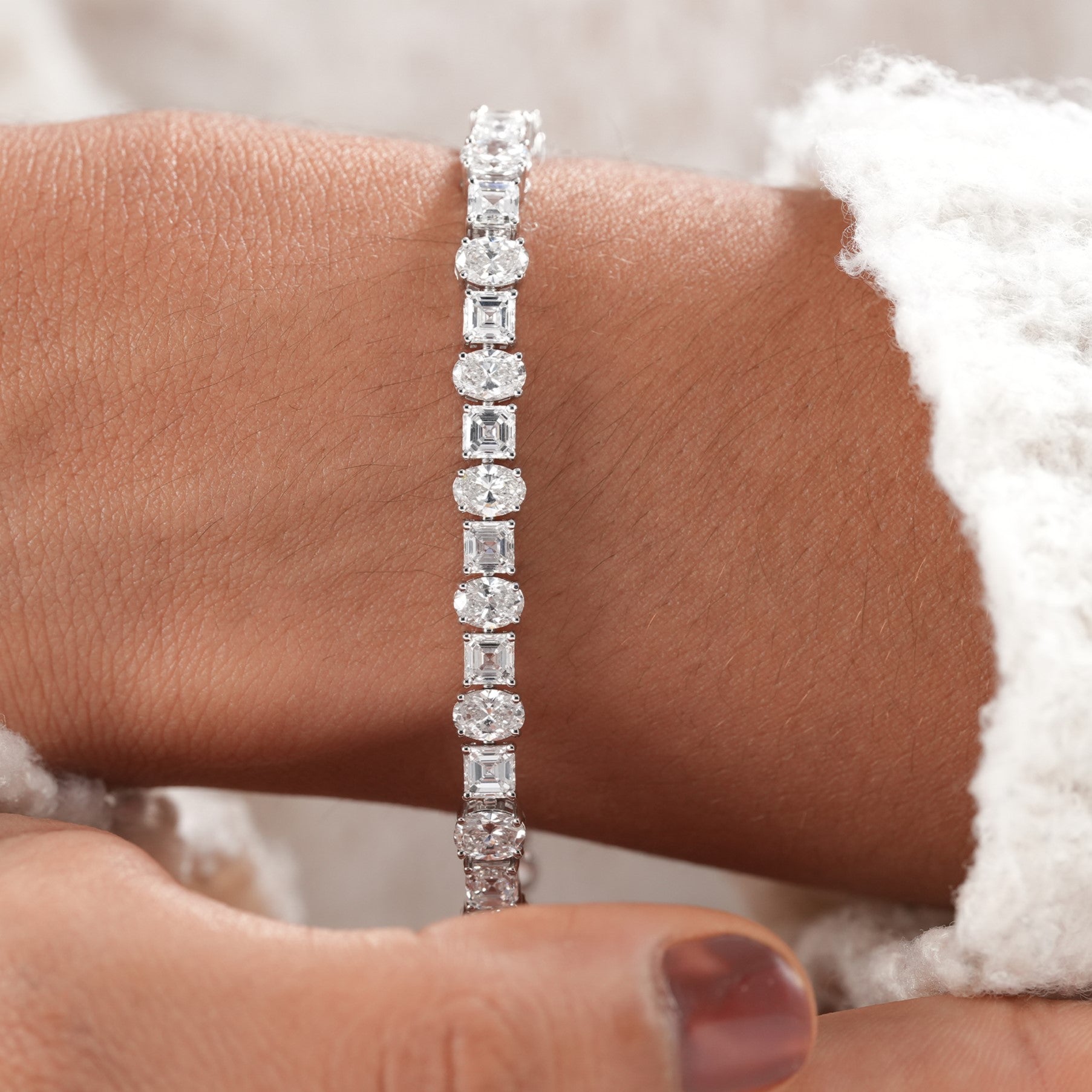 Sparkling lab diamond bracelet for bridal jewelry.