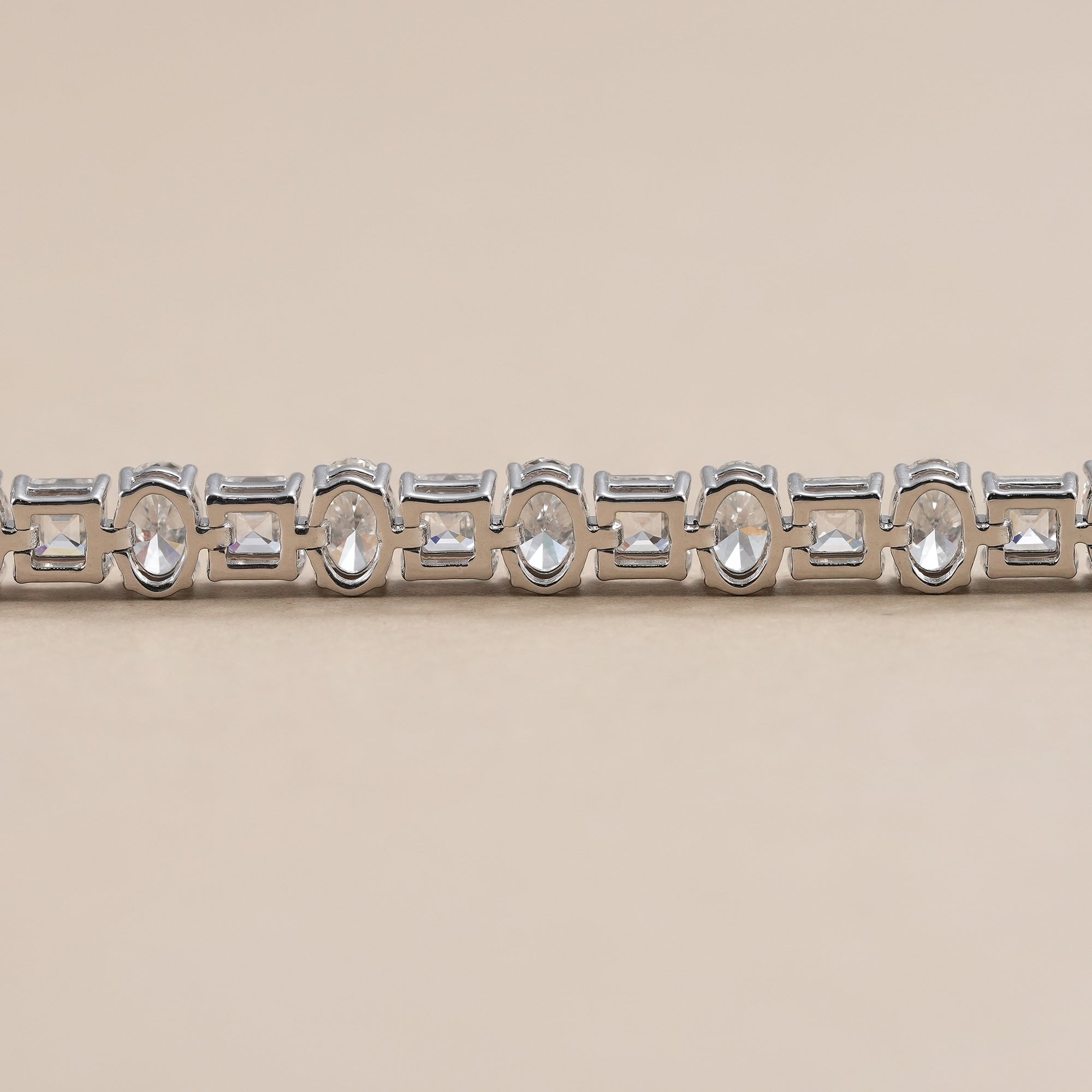 Handcrafted oval asscher lab diamond bracelet.