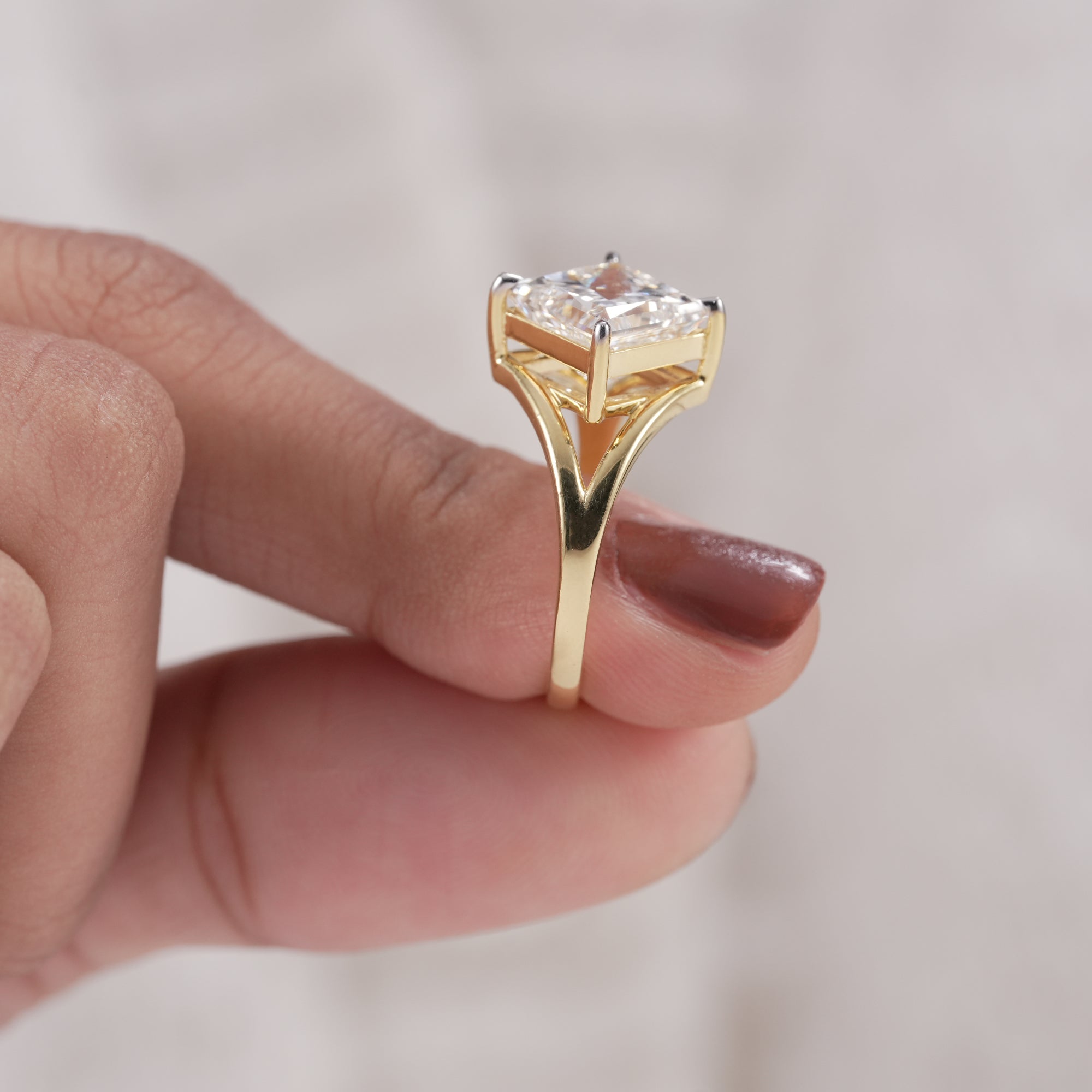 Princess Cut Engagement Ring in Solid Gold