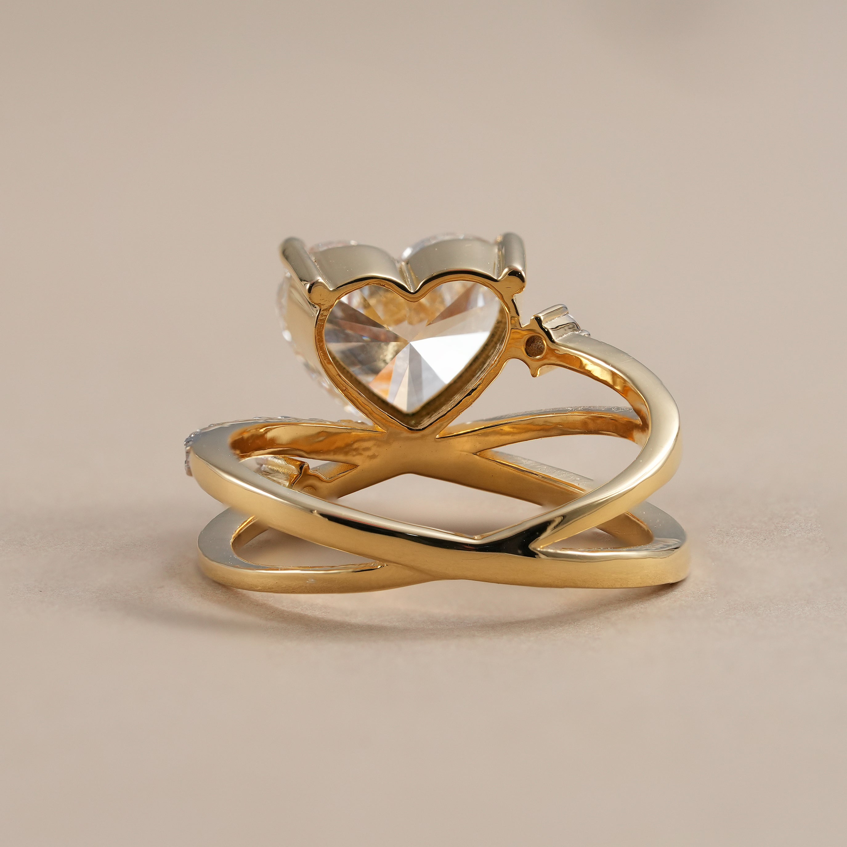 Heart shaped lab grown diamond engagement ring in two tone gold