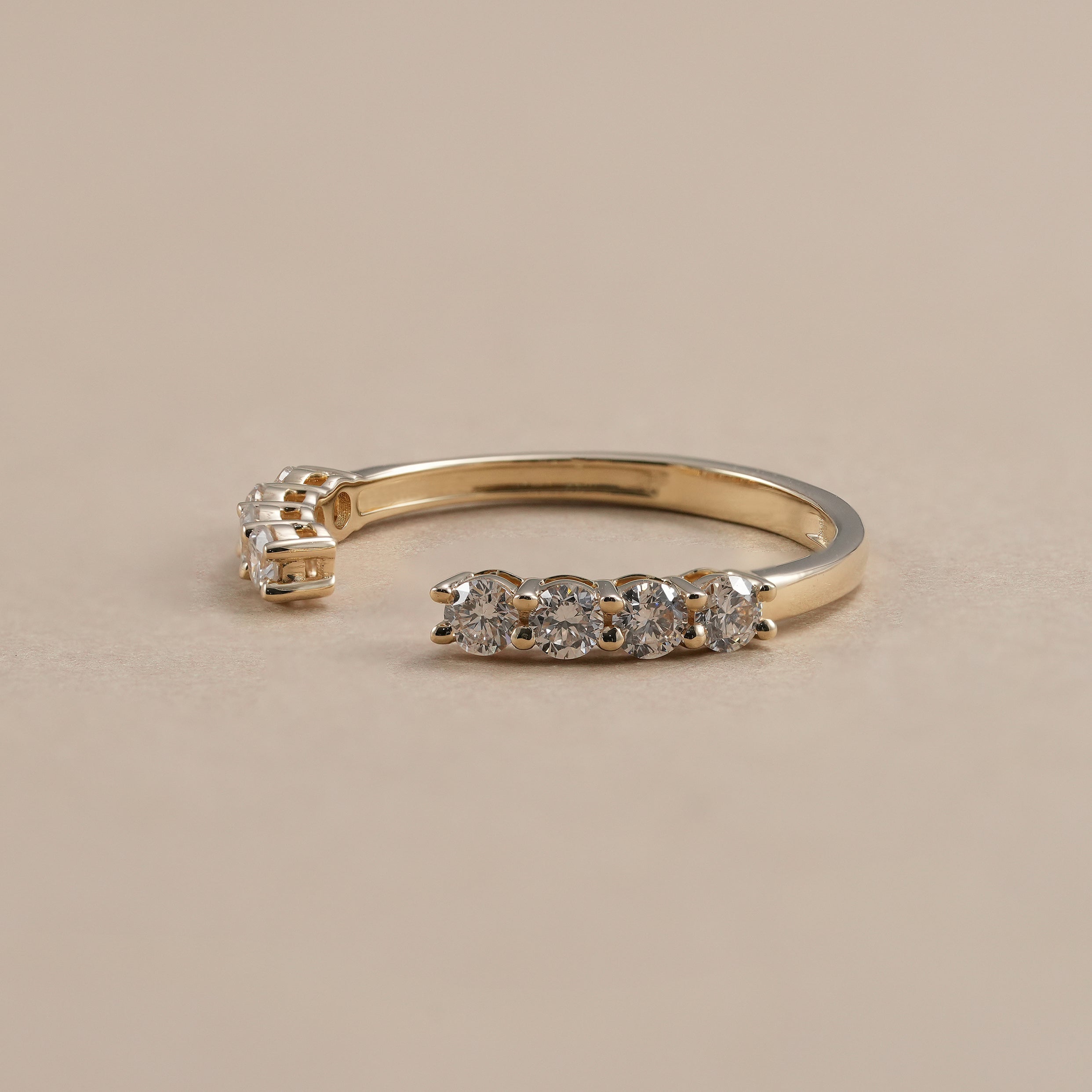 Round lab diamond stackable band open wedding ring
