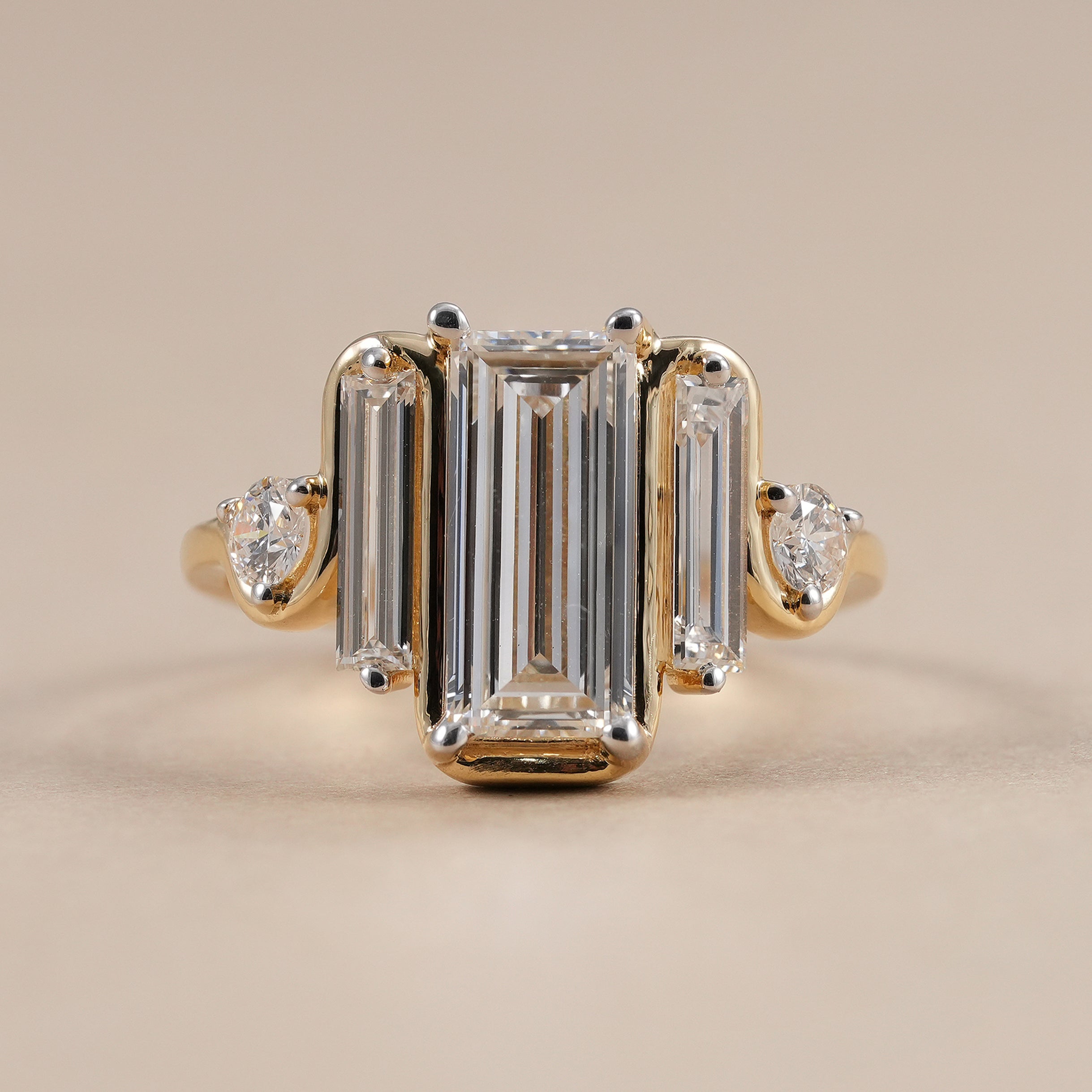 IGI Certified Lab Grown Diamond Engagement Ring with Emerald Cut Center Stone