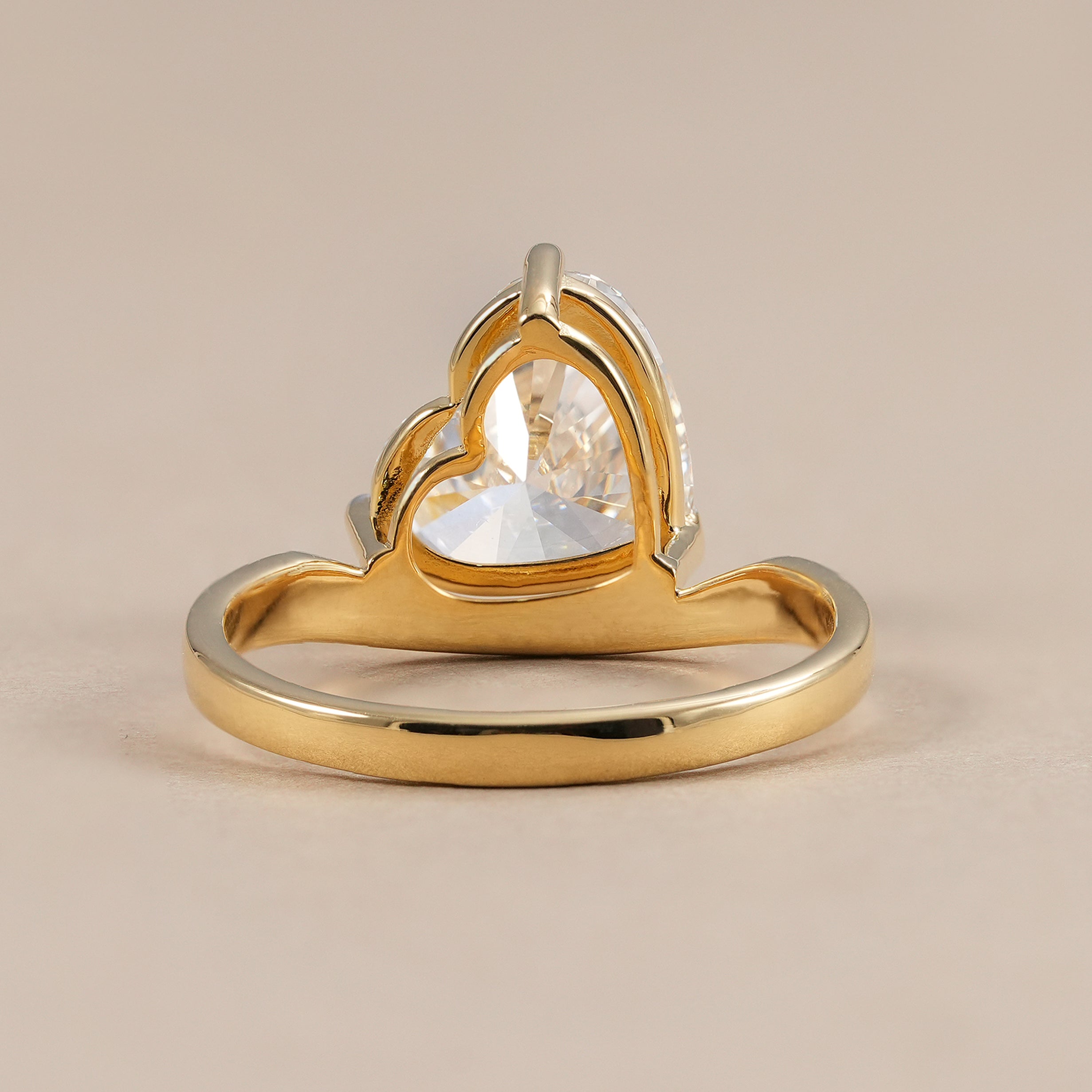 Heart diamond solitaire ring with modern curved shank