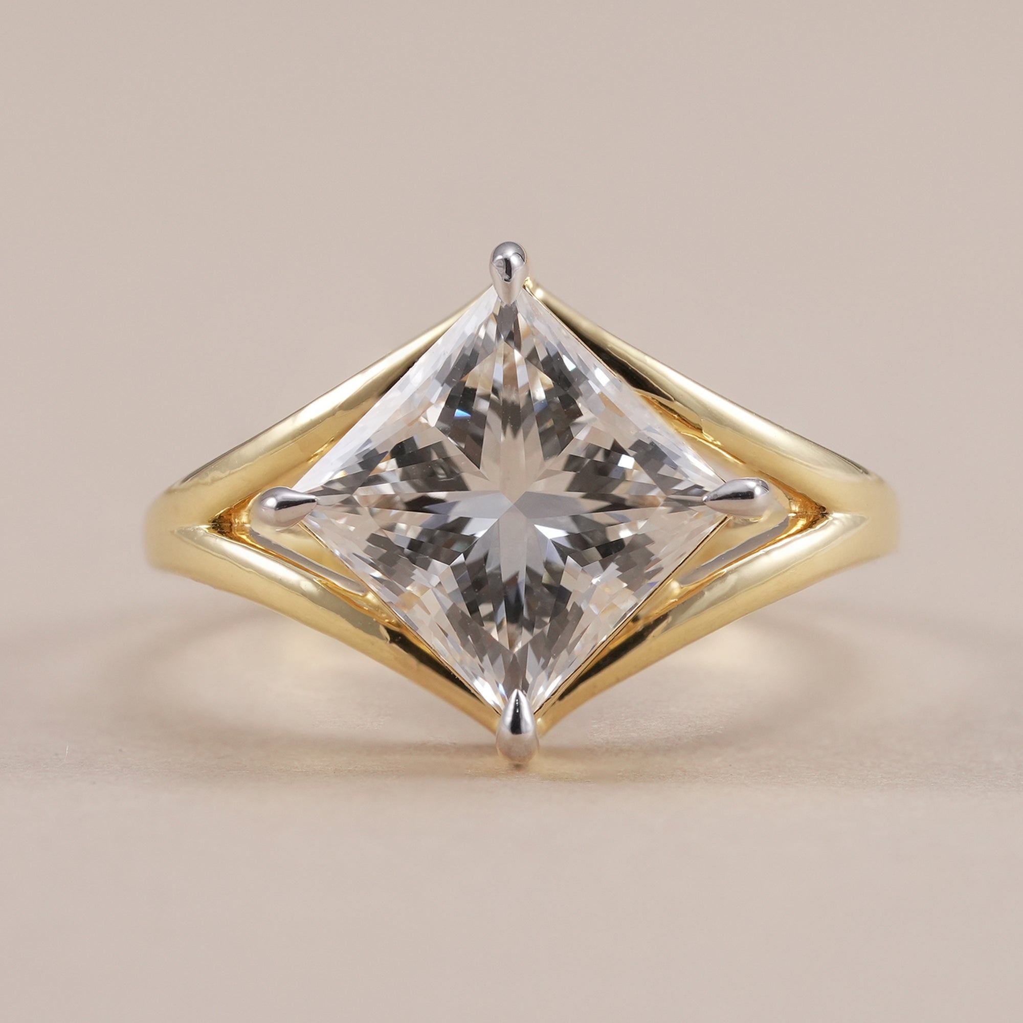 Princess Cut Lab Grown Diamond Engagement Ring with 4 CT IGI Certified Diamond