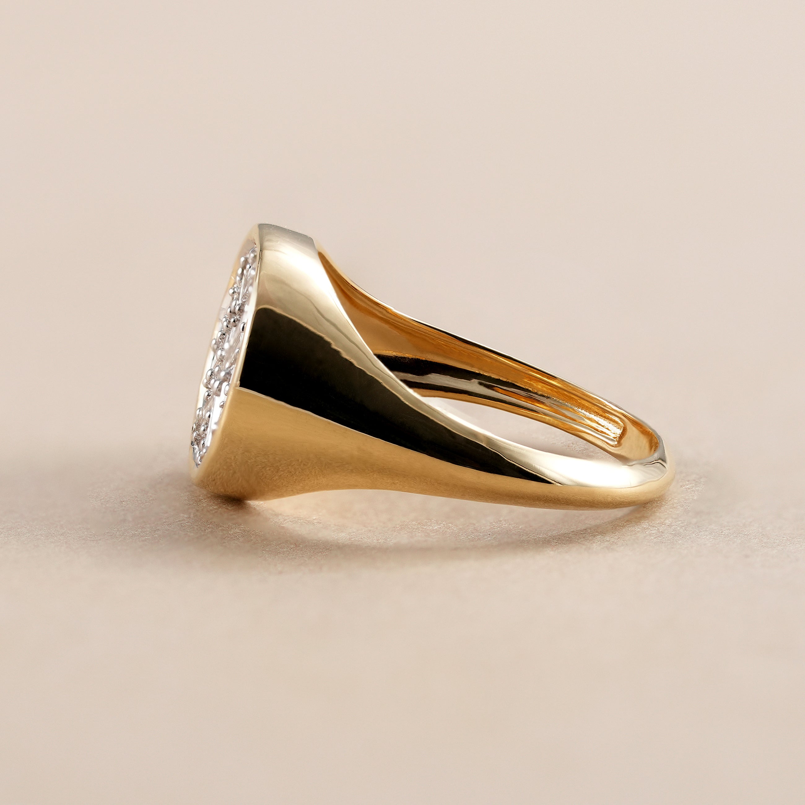 Art Deco geometric lab diamond signet ring for men and women