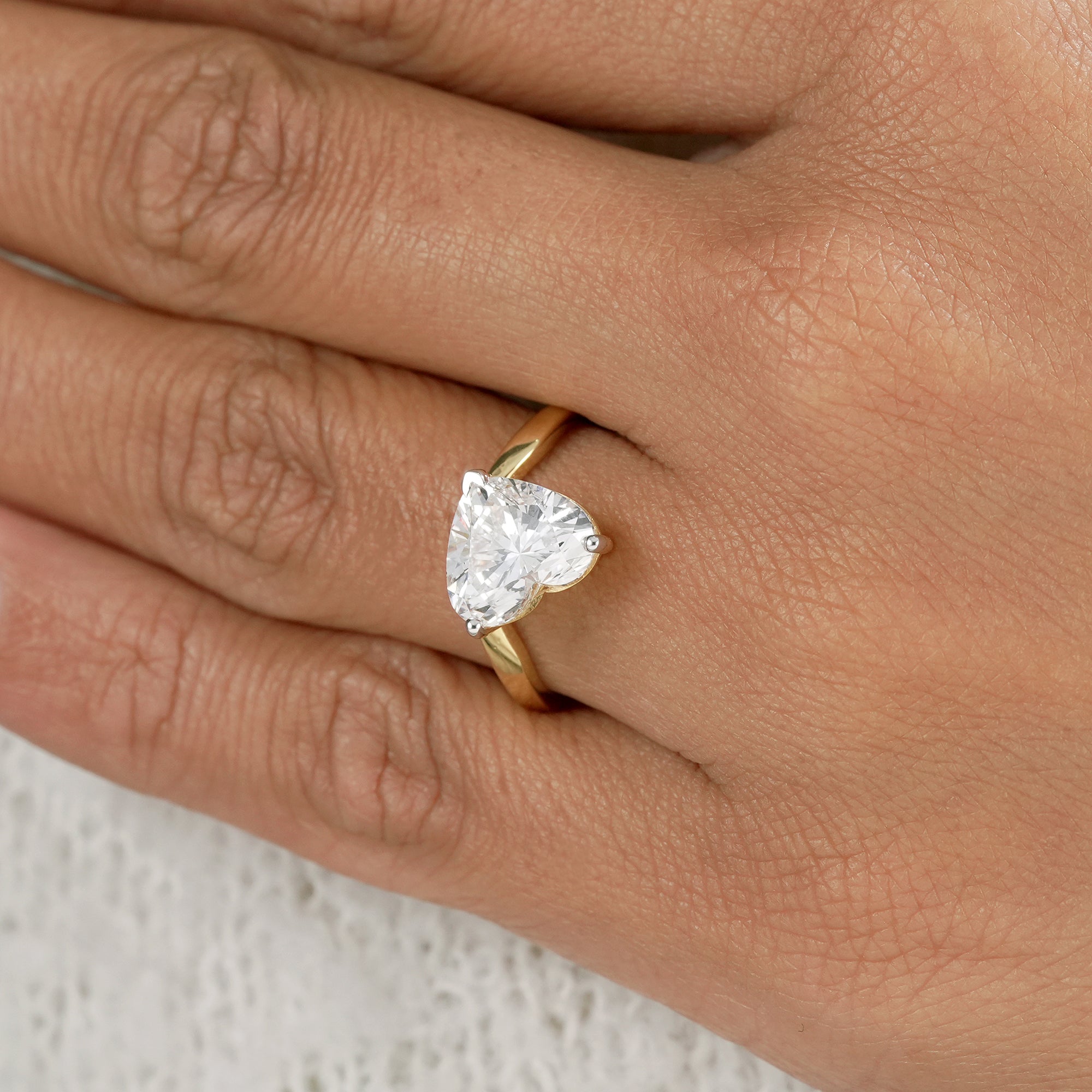 Sustainable lab grown heart diamond bridal ring