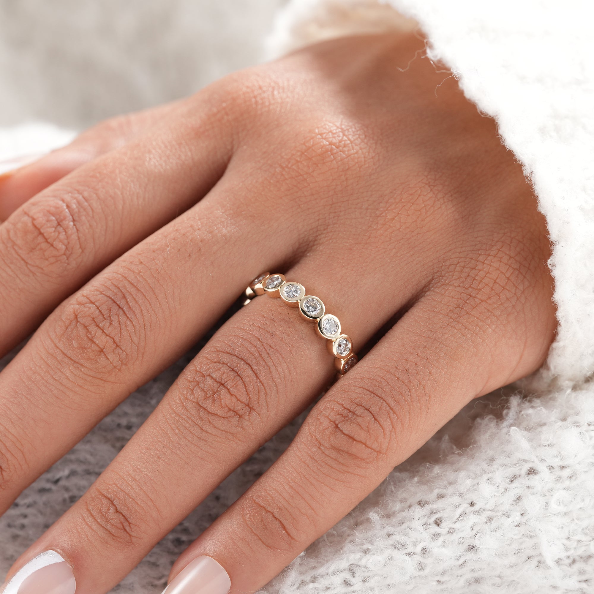 Bezel Set Lab Diamond Wedding Ring
