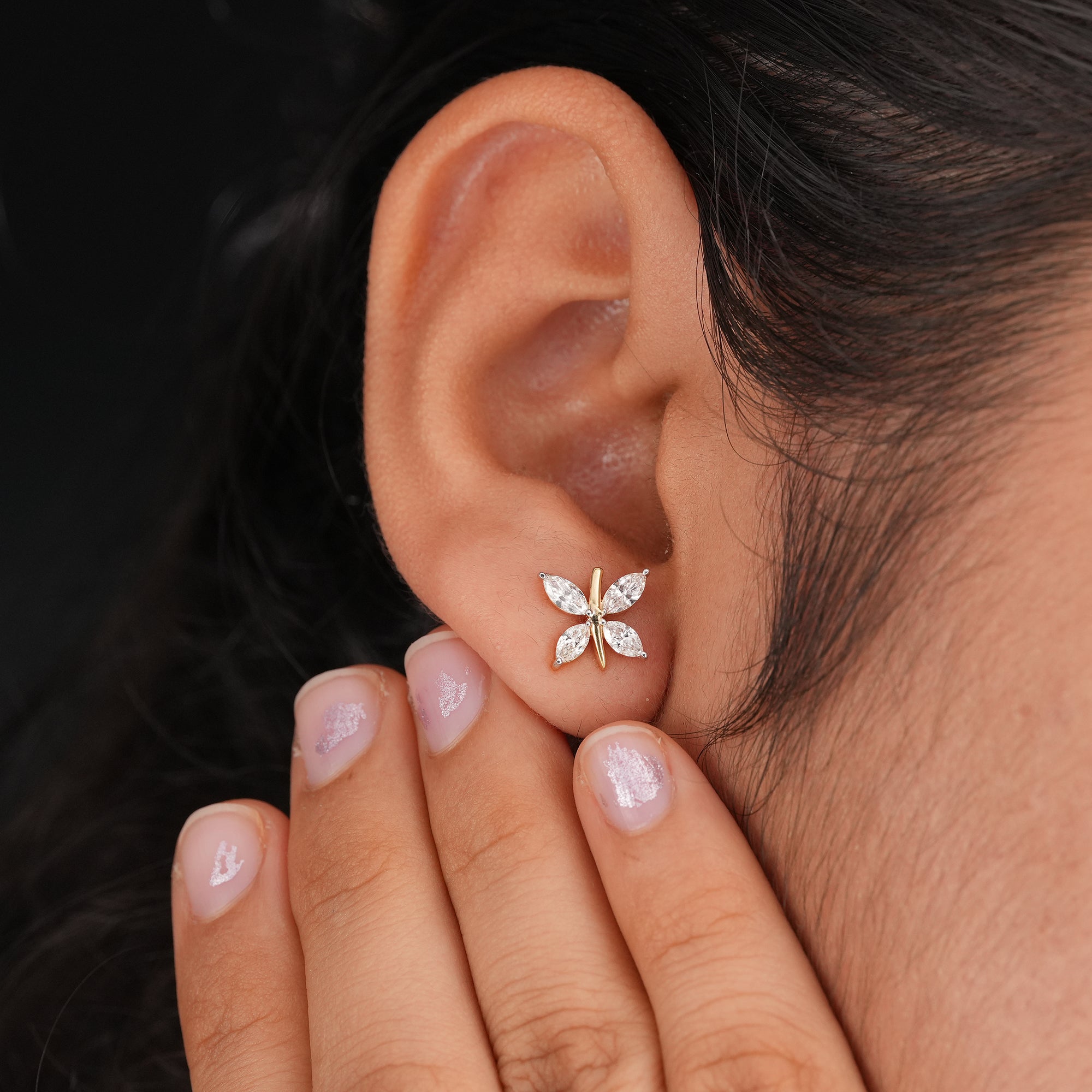 Luxury marquise lab grown diamond earrings in gold