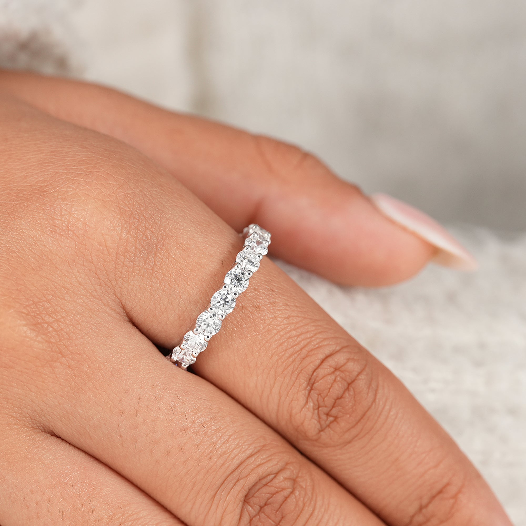 Round stackable diamond ring crafted in solid gold