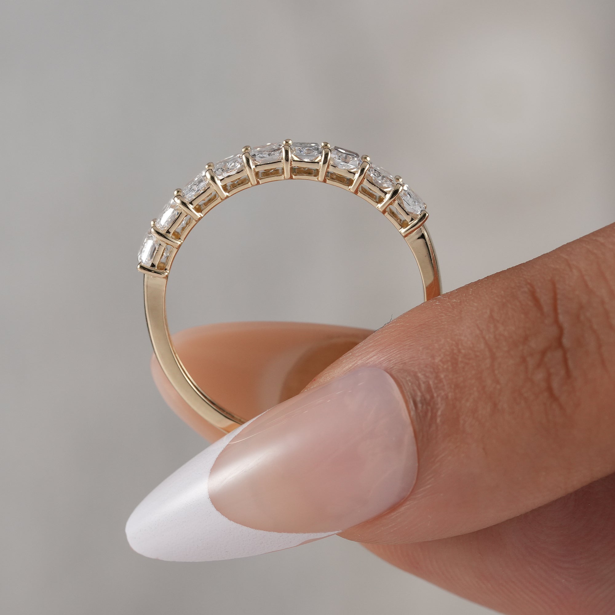 Radiant cut diamond ring for bridal jewelry.