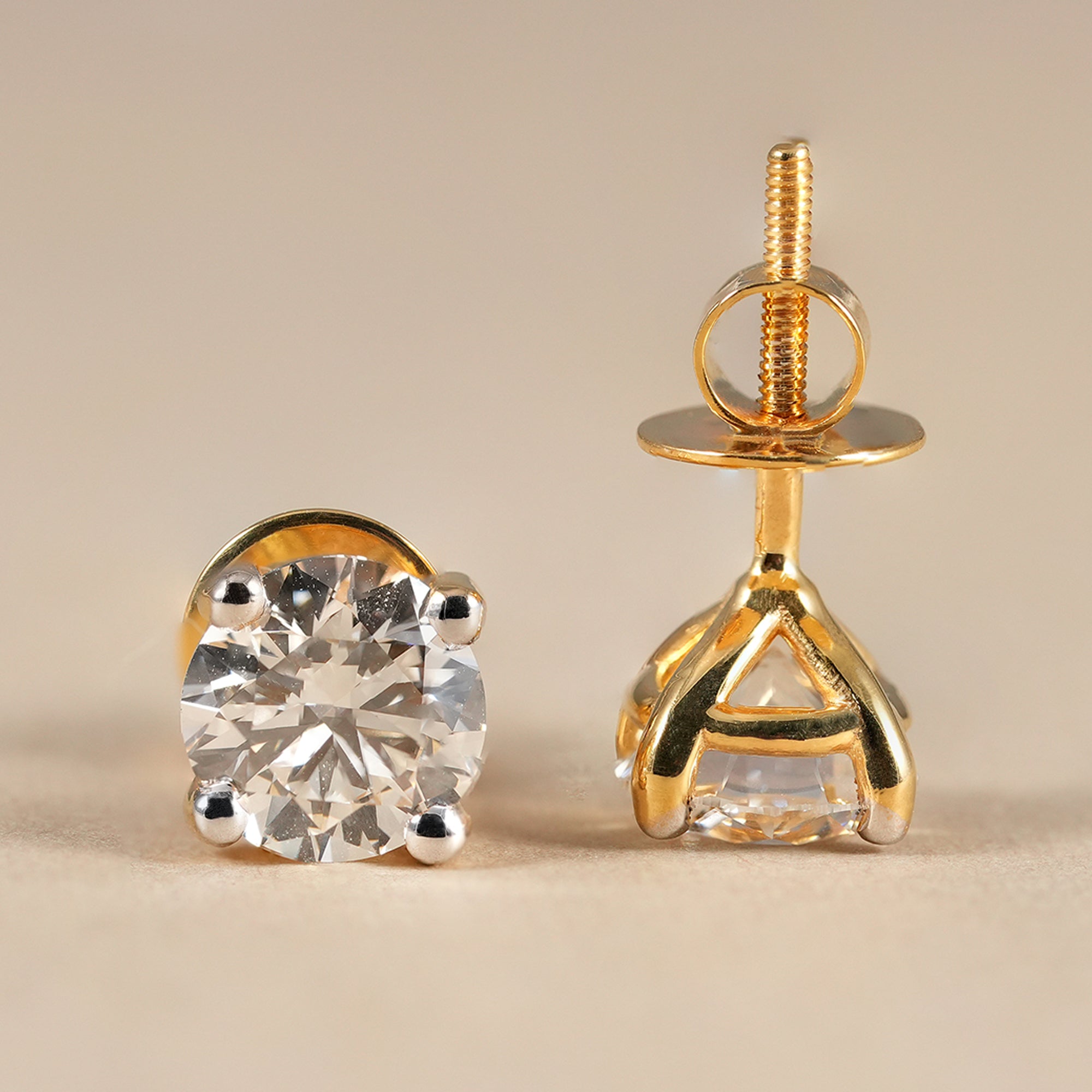 Classic round brilliant lab diamond stud earrings for women