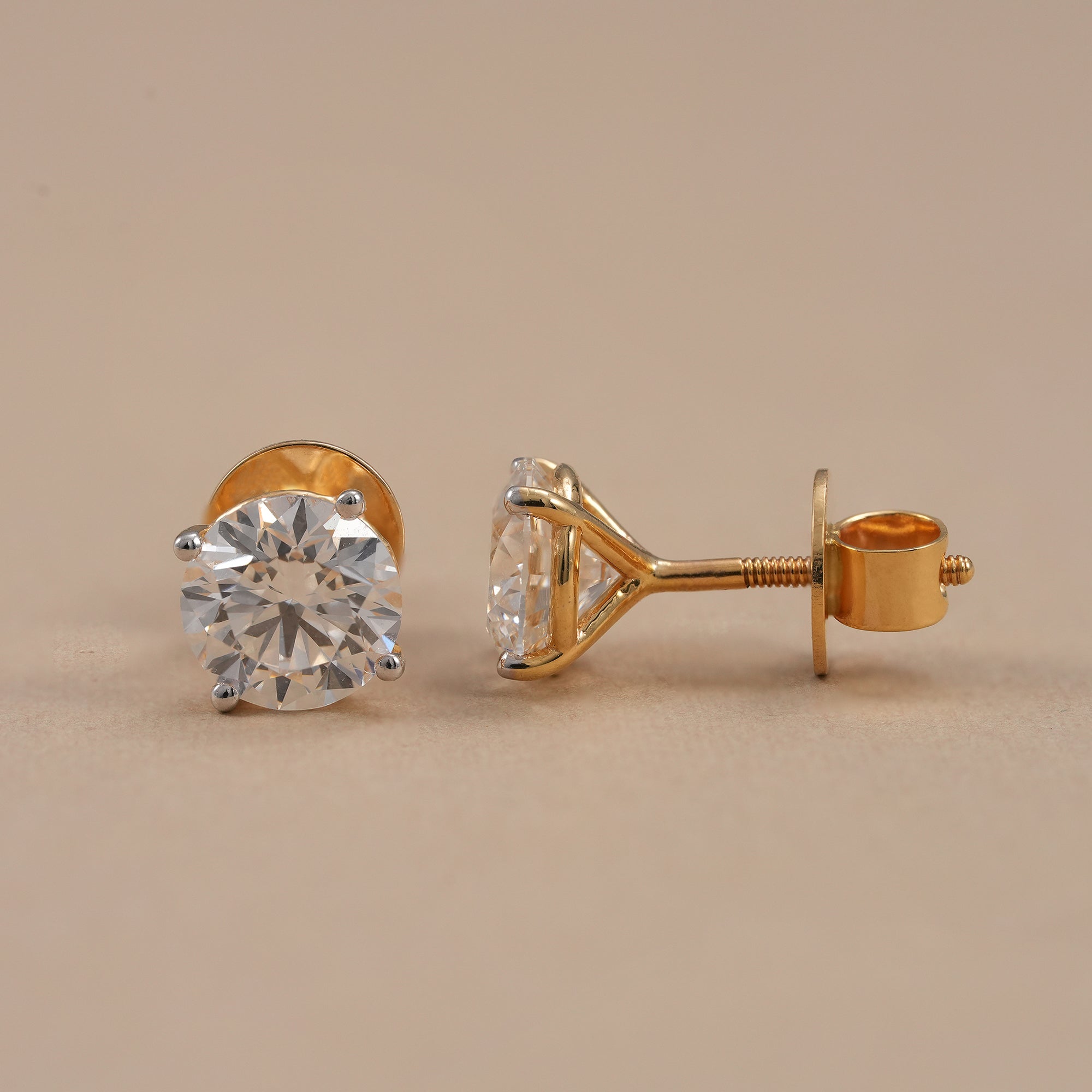 Everyday round diamond stud earrings with brilliant lab grown diamonds