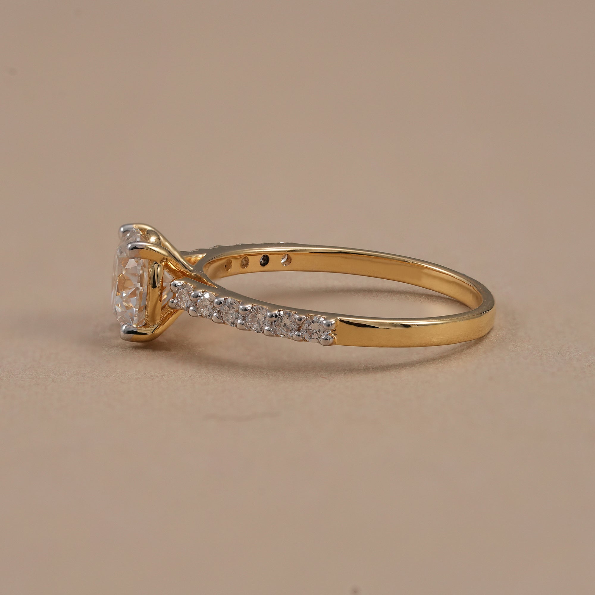 Classic round lab grown diamond proposal ring for women