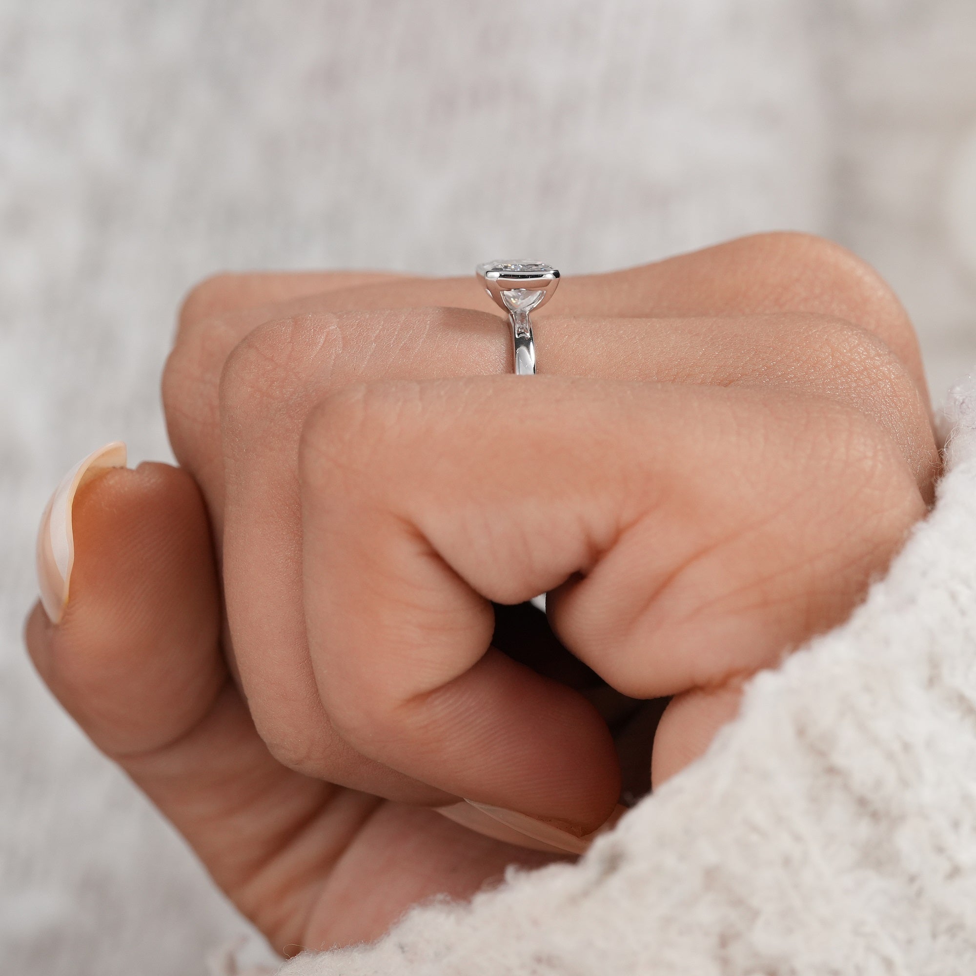 Bezel set lab grown diamond ring for everyday fine jewelry wear