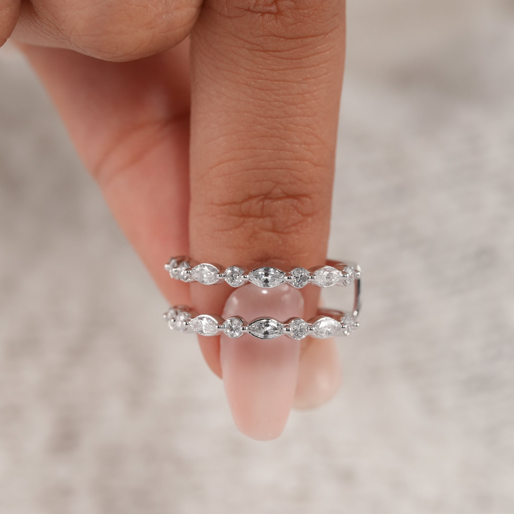 Fine jewelry marquise diamond stacking band.