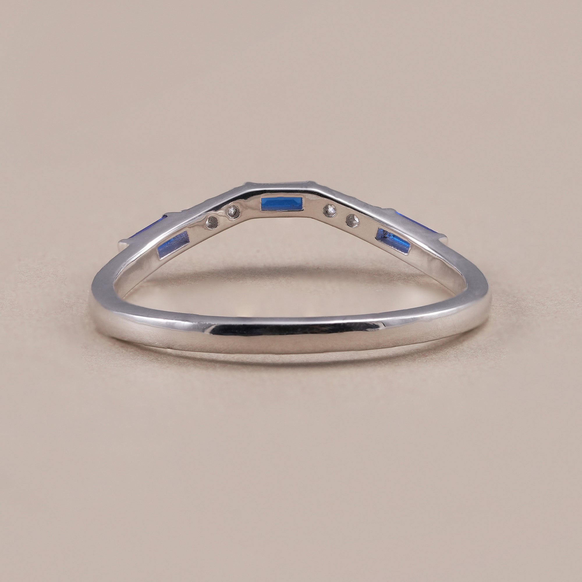 Curved bridal stacking ring in polished white gold