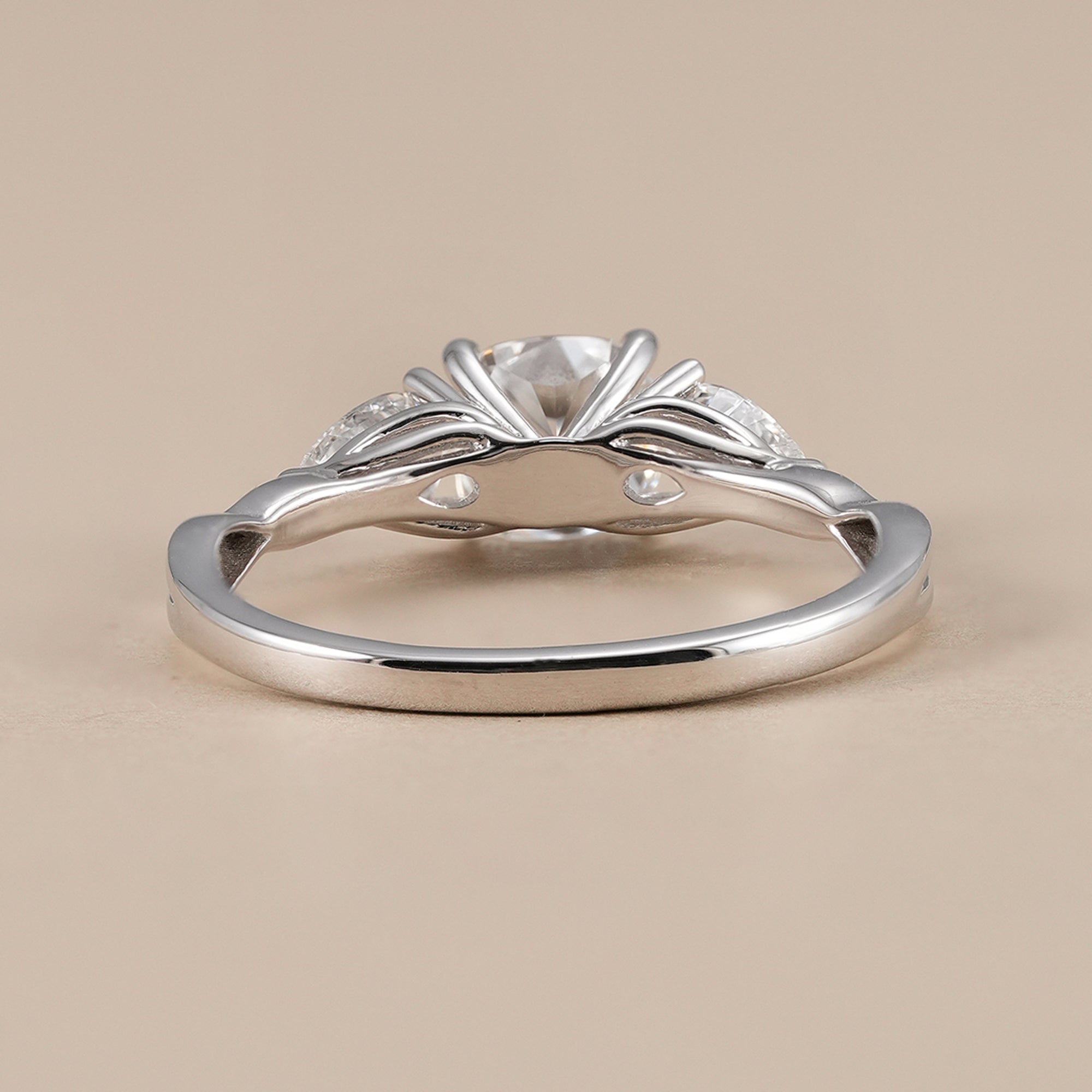 Three stone lab grown diamond engagement ring for women
