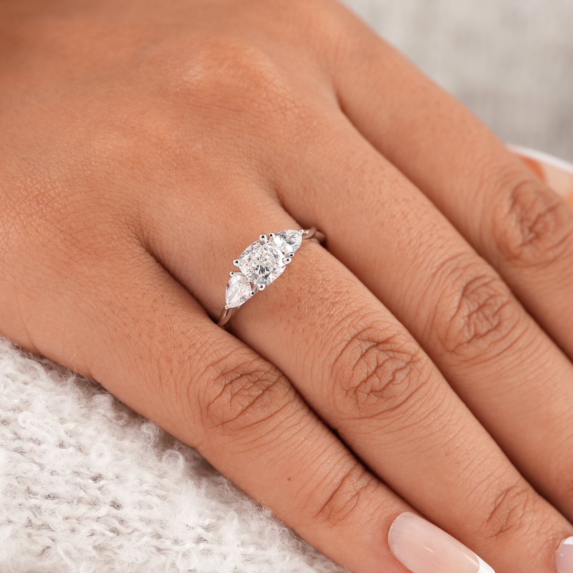 IGI certified cushion lab diamond proposal ring