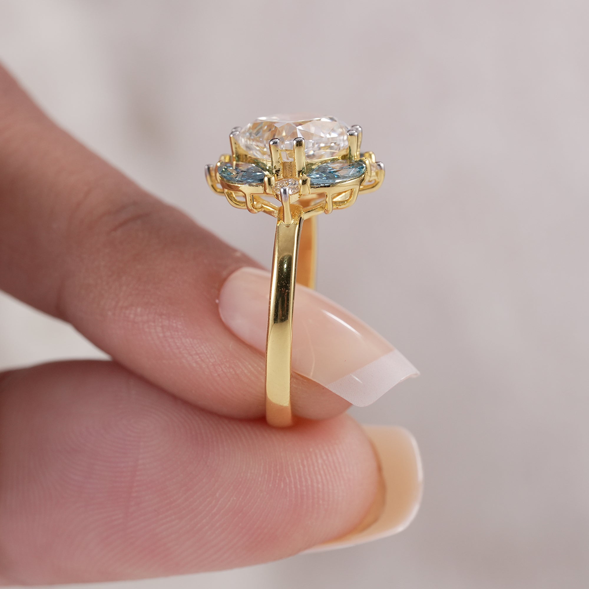 Fine jewelry floral engagement ring for anniversary gift